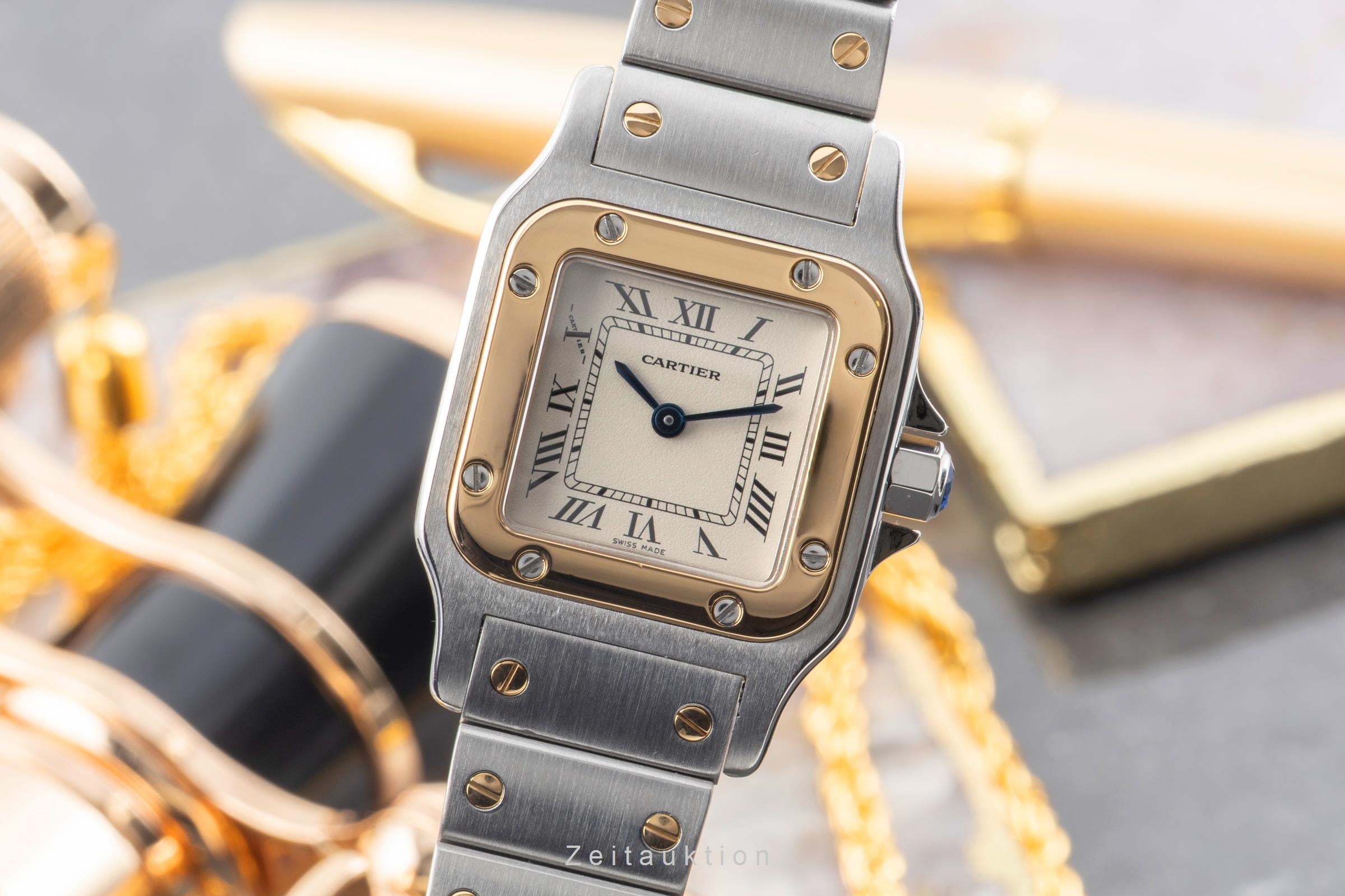 Cartier Santos Galbee Lady Stahl / Gold Saphirglas Ref. W20012C4  [2604428]