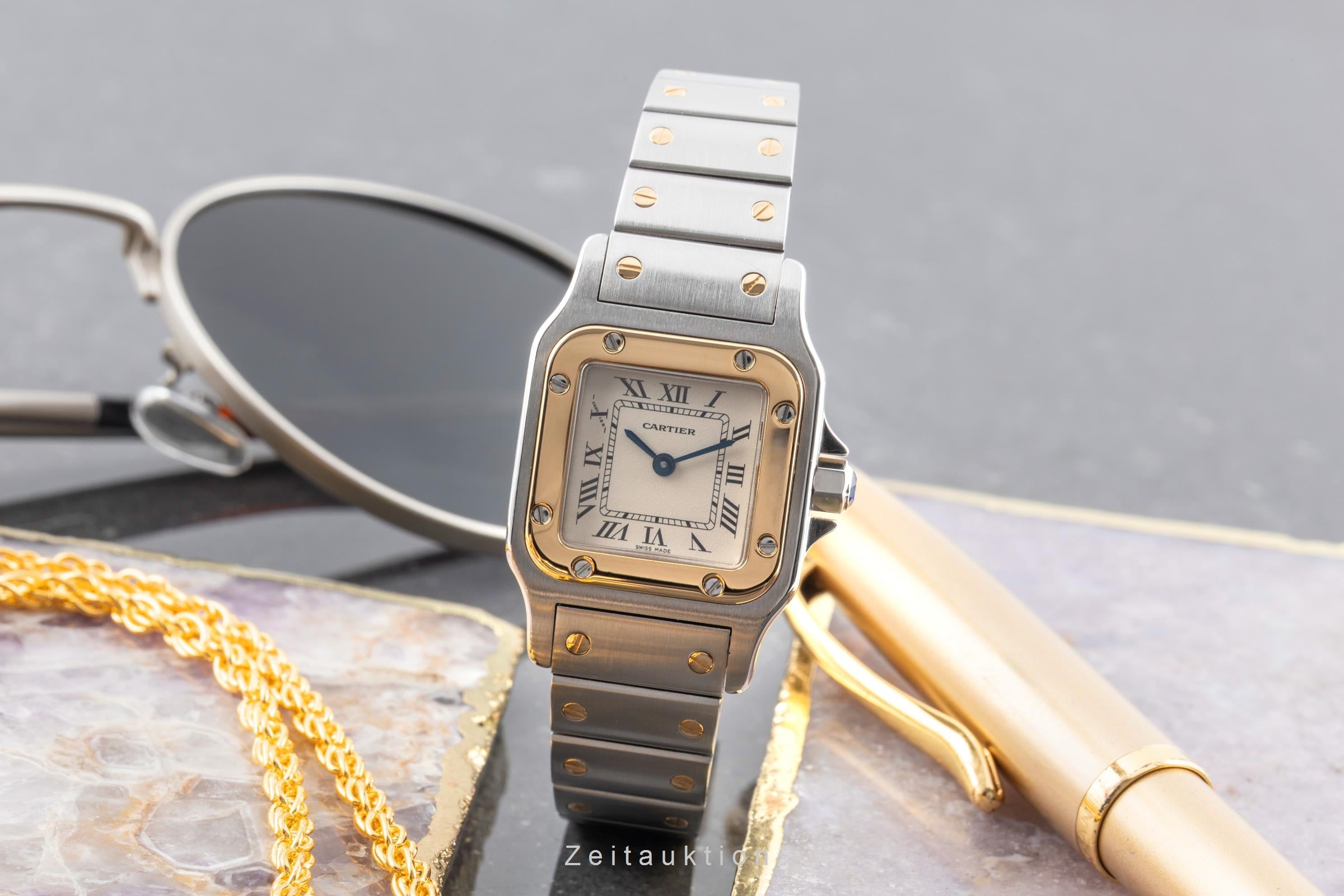 Cartier Santos Galbee Lady Stahl / Gold Saphirglas Ref. W20012C4  [2604428]