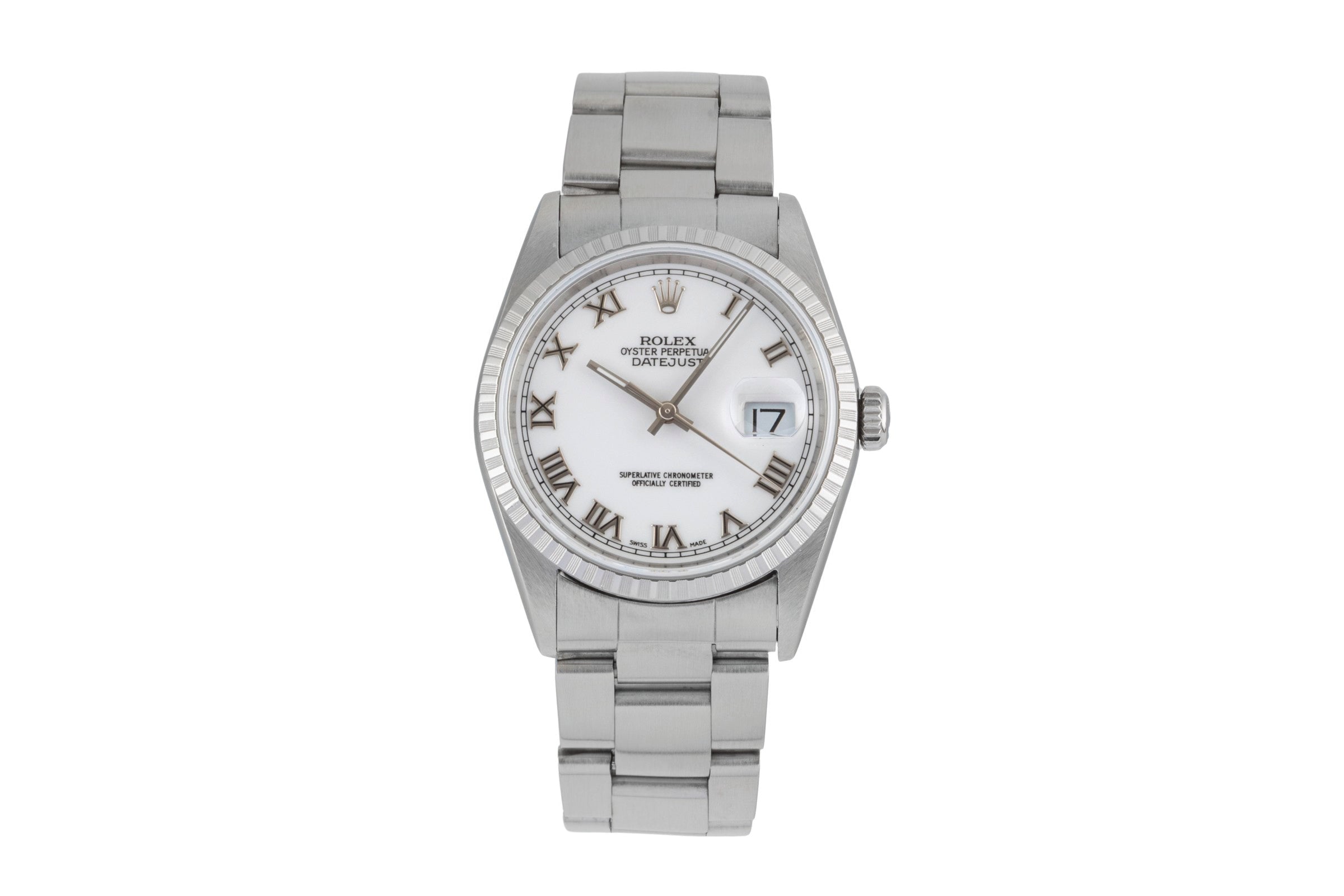 Rolex Datejust 36 White Dial Oyster Stahl Automatik Herrenuhr Ref. 16220 P-Serie [2604445]