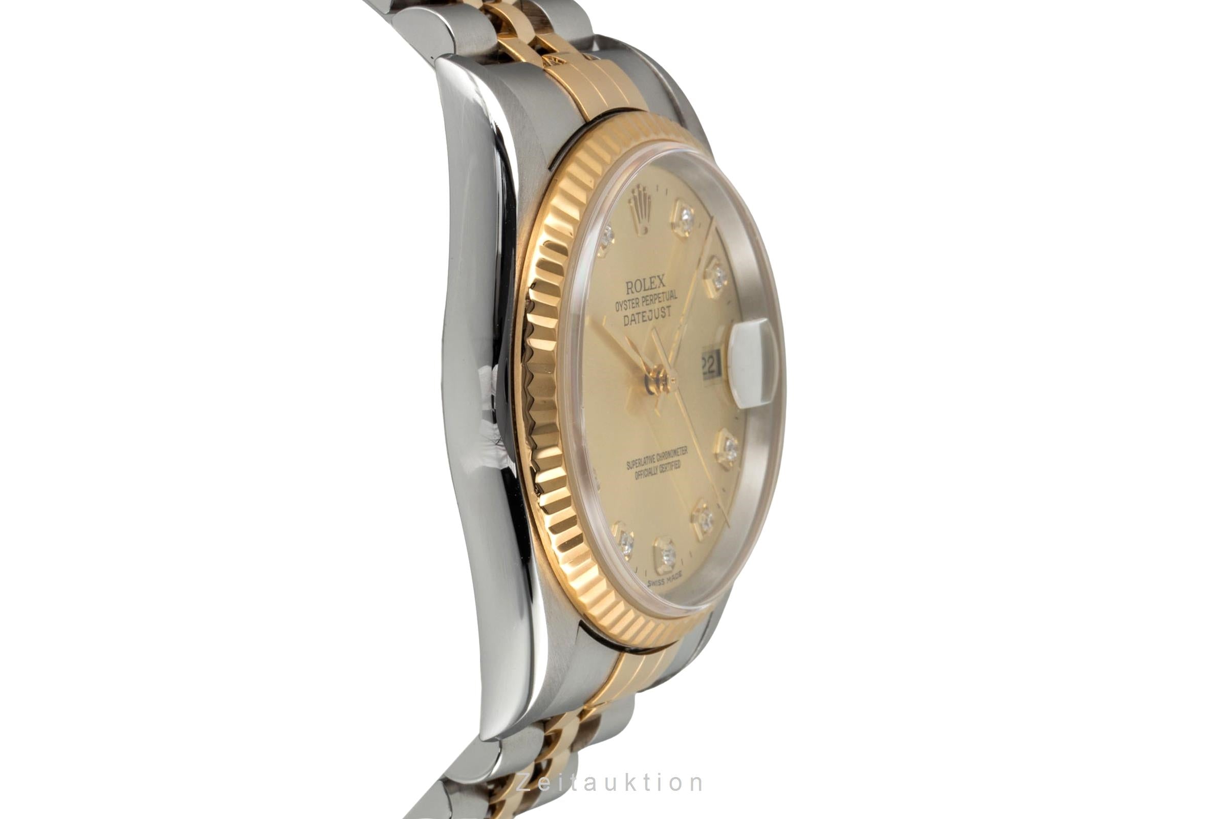 Rolex Datejust 36 Diamond Dial Stahl Gold Automatik Herrenuhr Ref 16233 B&P 2004 [2604498]