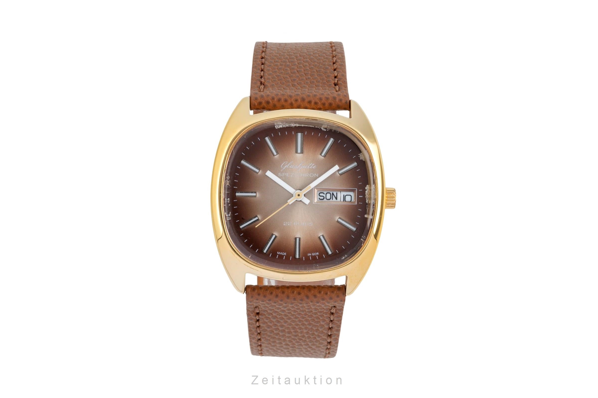 Glashütte Spezichron latón bañado en oro automático reloj para caballeros Vintage  [2604528]