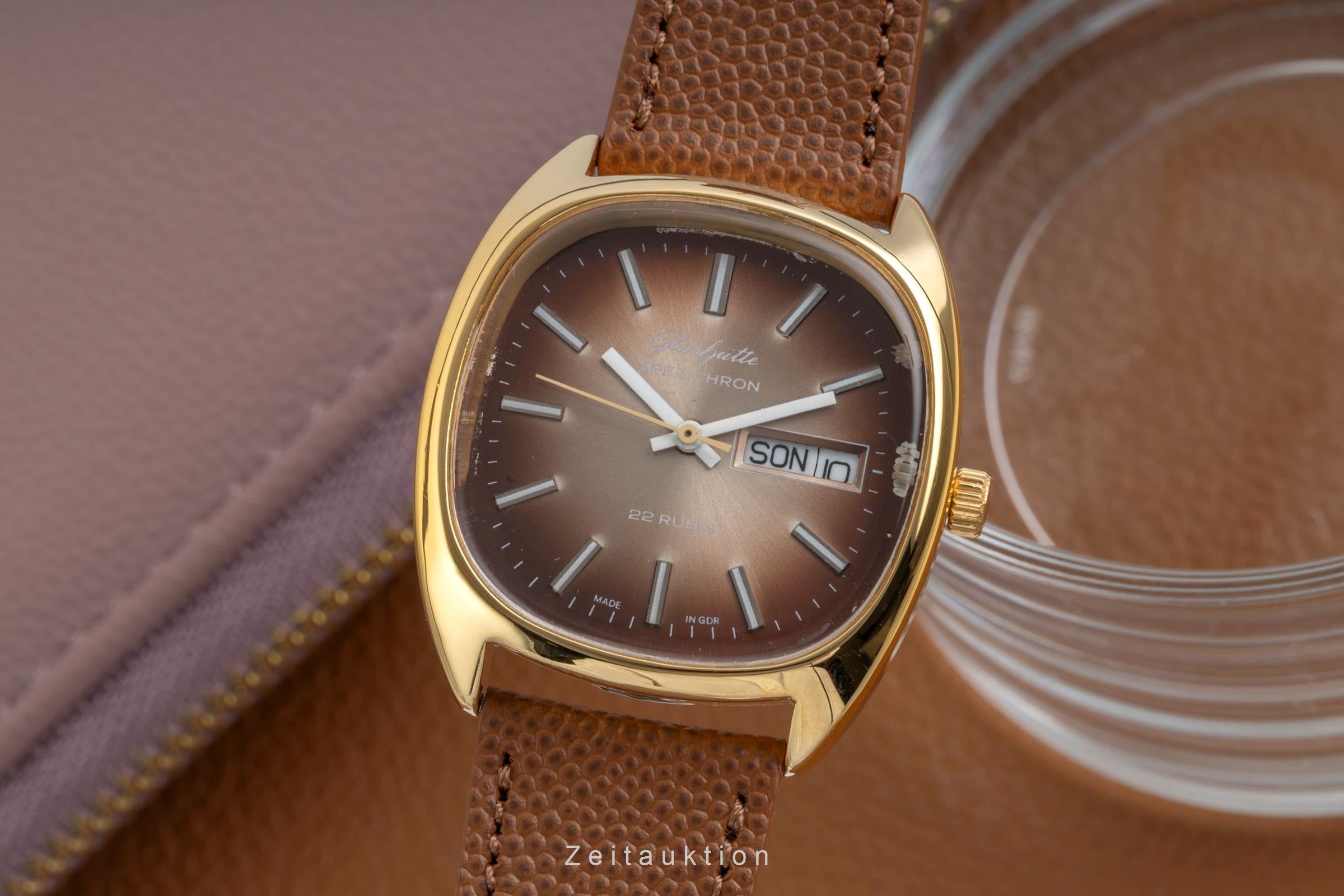 Glashütte Spezichron latón bañado en oro automático reloj para caballeros Vintage  [2604528]