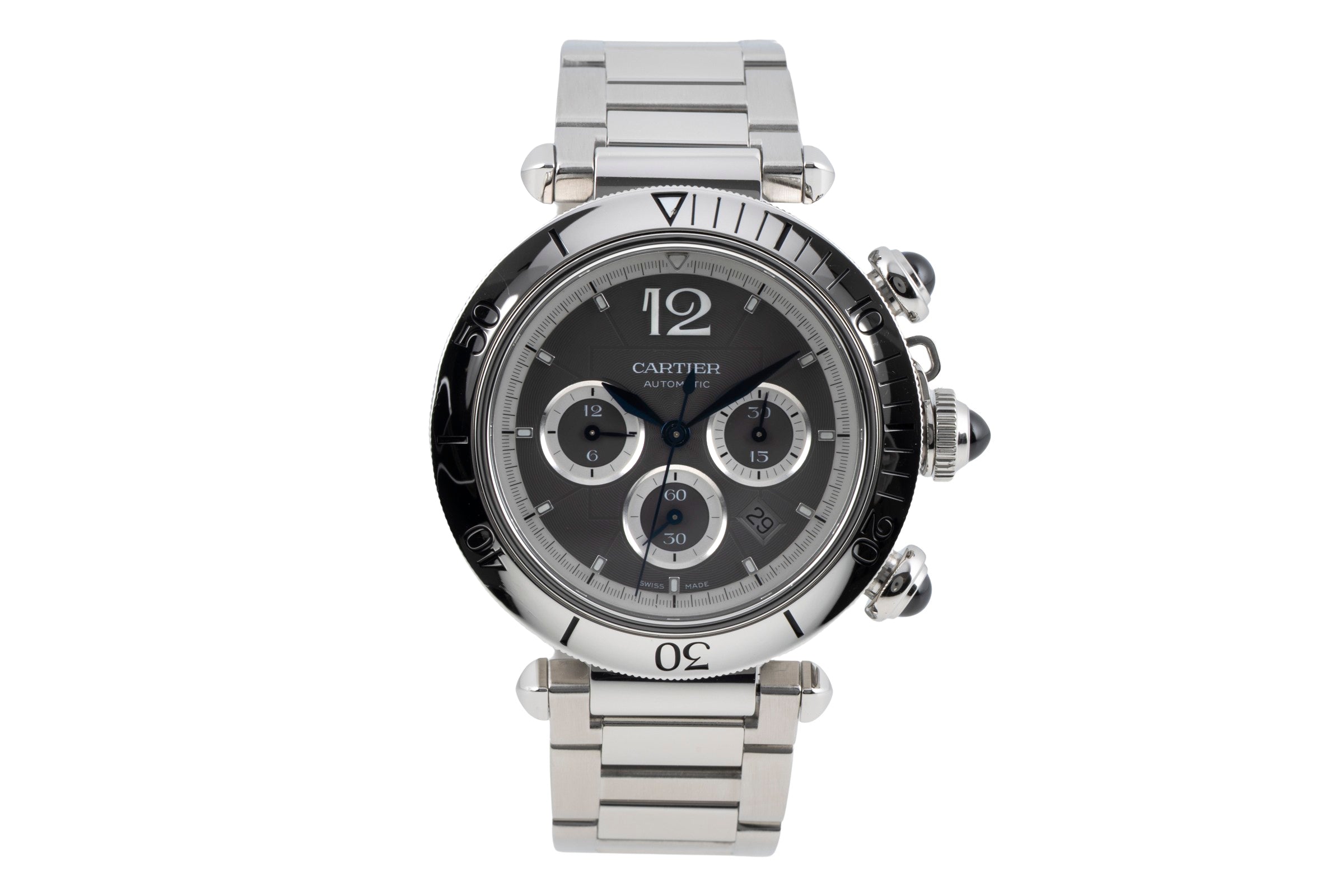 Cartier Pasha chronograph steel automatic men's watch WSPA0027  [2604564]