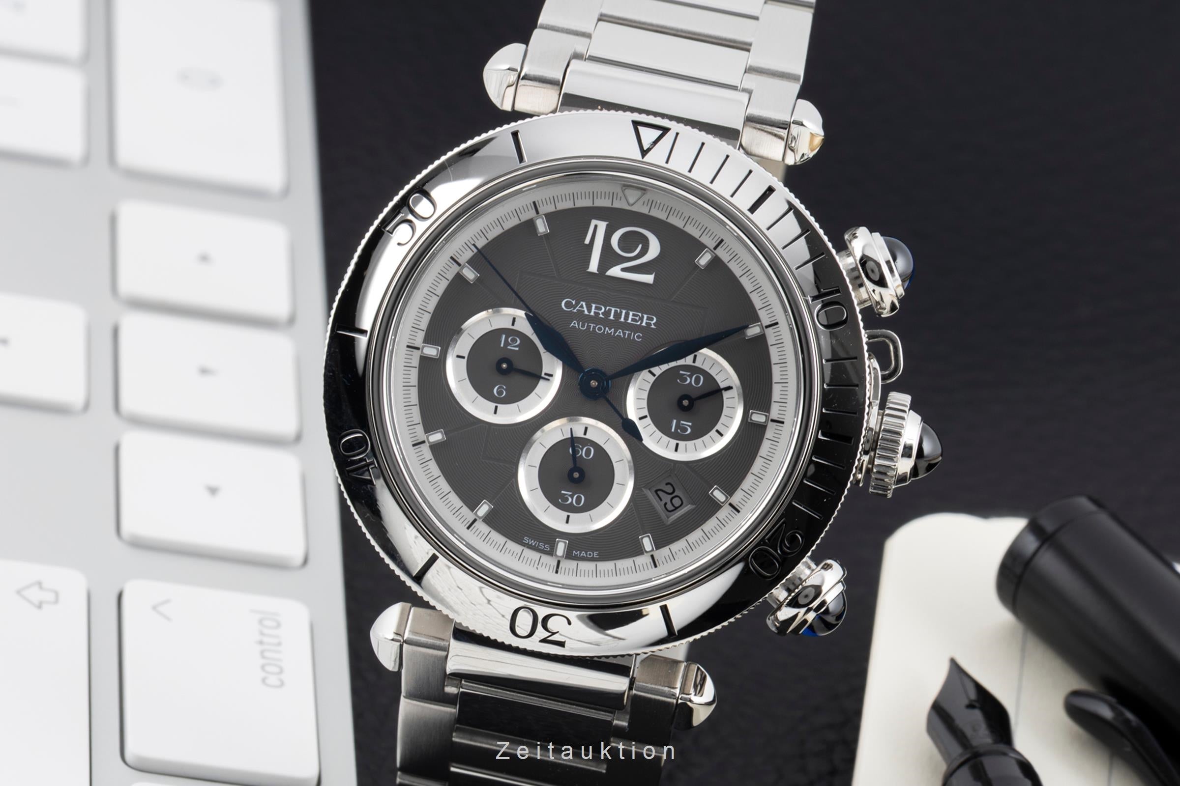 Cartier Pasha chronograph steel automatic men's watch WSPA0027  [2604564]