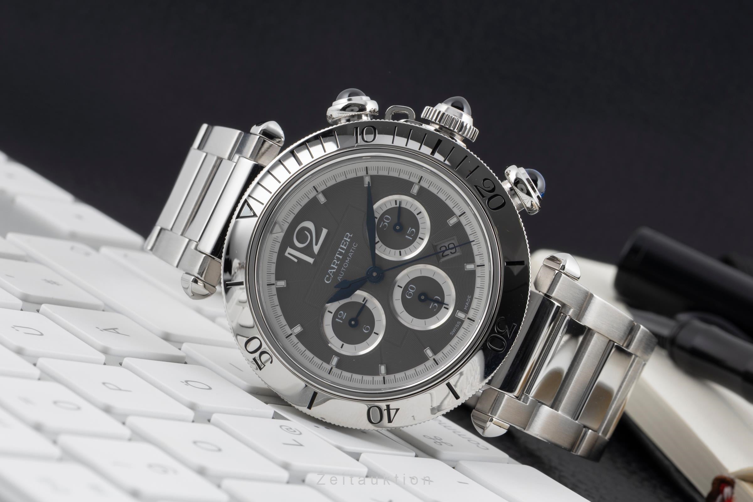 Cartier Pasha chronograph steel automatic men's watch WSPA0027  [2604564]