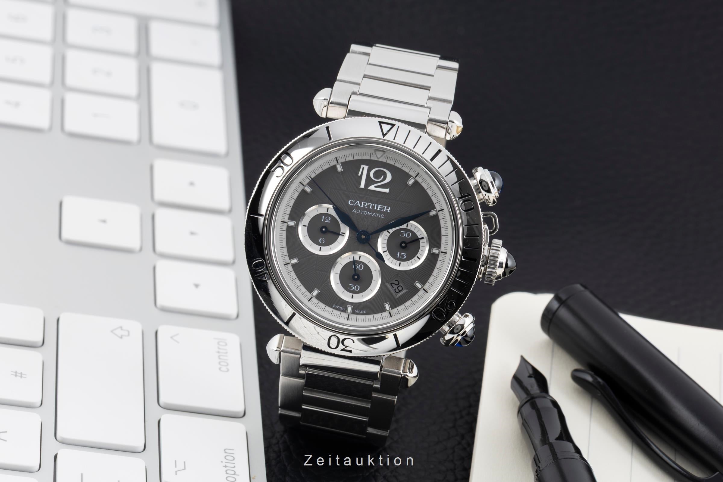 Cartier Pasha chronograph steel automatic men's watch WSPA0027  [2604564]