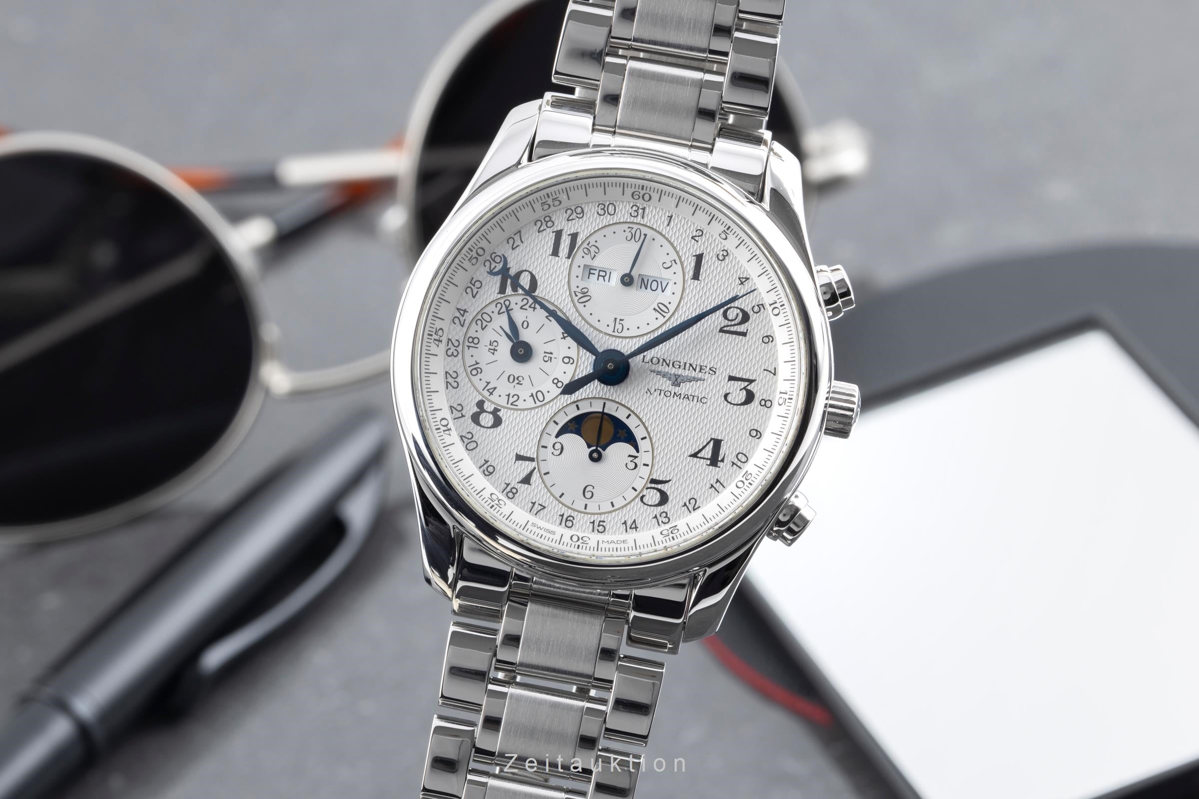 Longines Master Collection cronógrafo acero automático reloj para caballeros L2.673.4.78.5 LP: 3850EUR  [2604582]