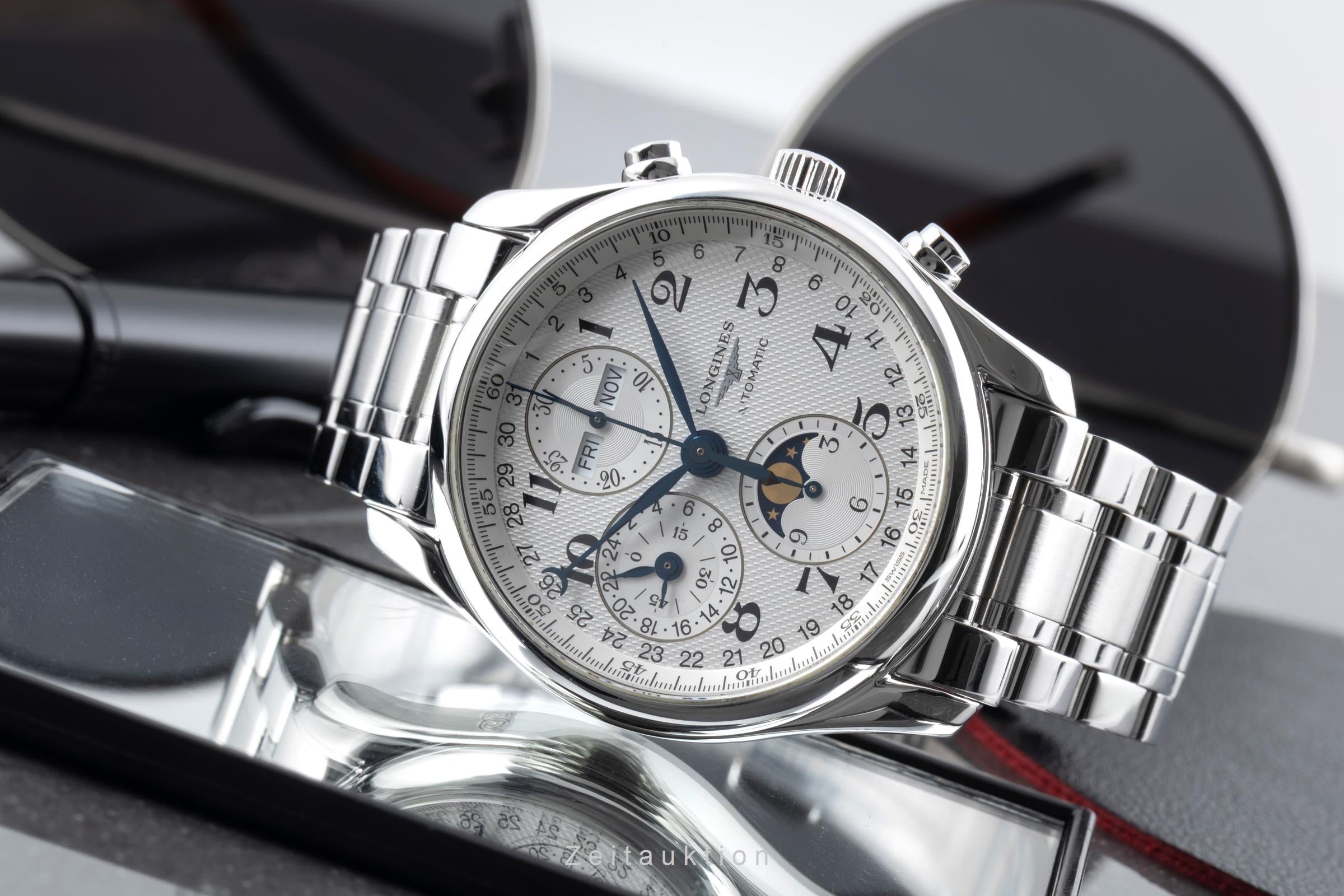 Longines Master Collection cronógrafo acero automático reloj para caballeros L2.673.4.78.5 LP: 3850EUR  [2604582]
