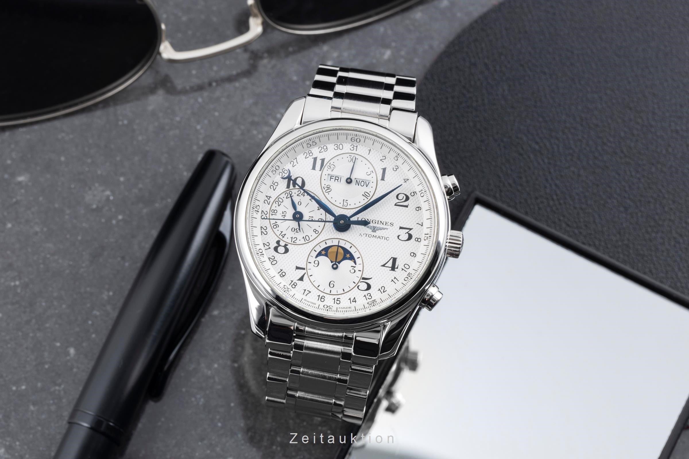 Longines Master Collection cronógrafo acero automático reloj para caballeros L2.673.4.78.5 LP: 3850EUR  [2604582]