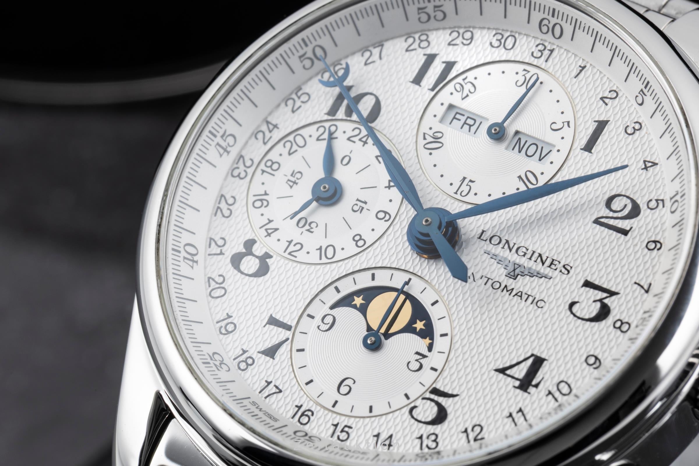 Longines Master Collection cronógrafo acero automático reloj para caballeros L2.673.4.78.5 LP: 3850EUR  [2604582]