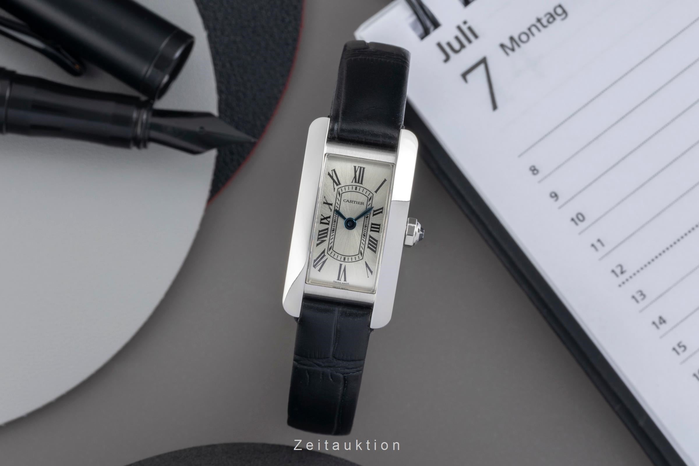 Cartier Tank Américaine Stahl Quarz Damenuhr Ref. WSTA0081 Papiere Klassiker  [2604595]
