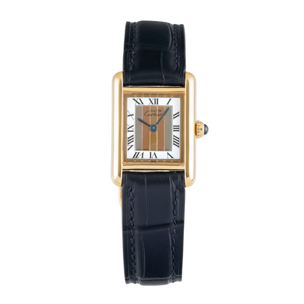 Cartier must Tank SM Vermeil "Trinity Dial" 925 Silber Damenuhr Ref. 5057001 B&P [2604699]
