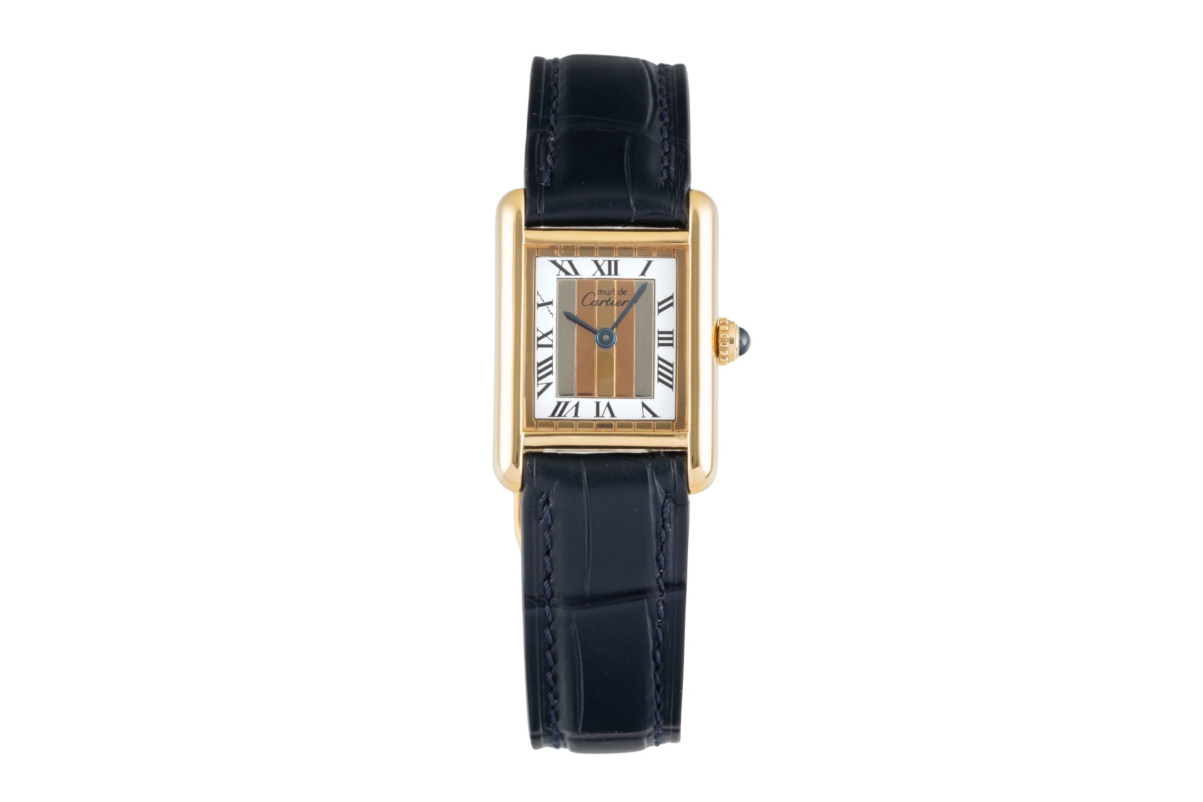 Cartier must Tank SM Vermeil "Trinity Dial" 925 Silber Damenuhr Ref. 5057001 B&P [2604699]