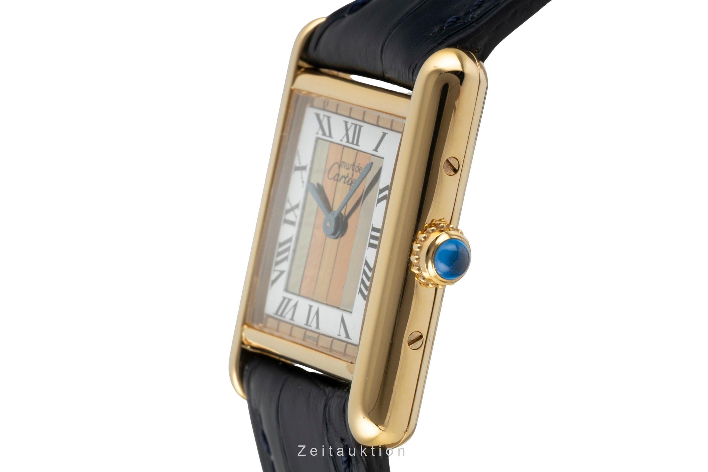 Cartier must Tank SM Vermeil "Trinity Dial" 925 Silber Damenuhr Ref. 5057001 B&P [2604699]