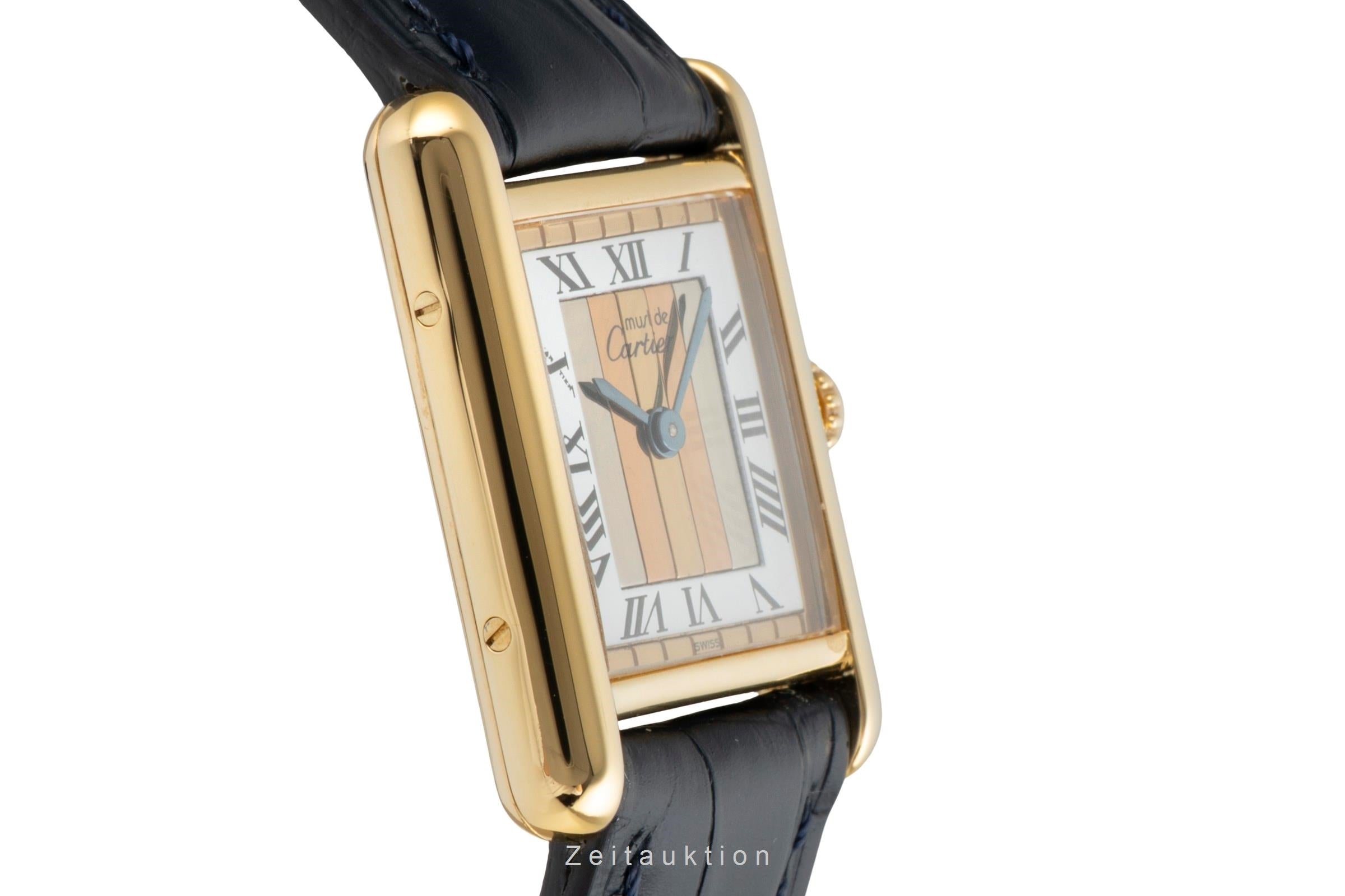 Cartier must Tank SM Vermeil "Trinity Dial" 925 Silber Damenuhr Ref. 5057001 B&P [2604699]