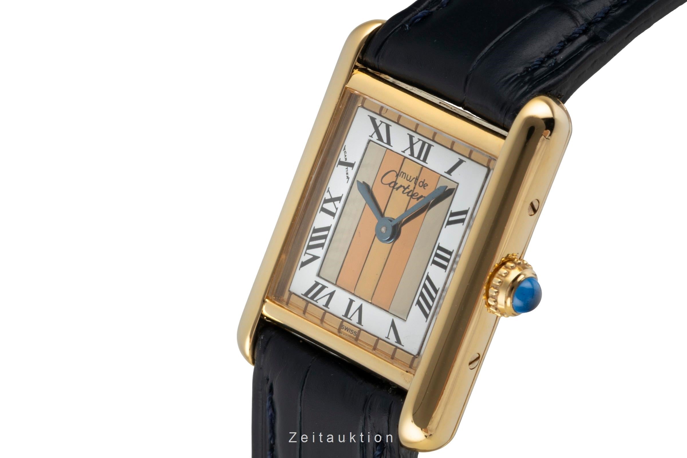 Cartier must Tank SM Vermeil "Trinity Dial" 925 Silber Damenuhr Ref. 5057001 B&P [2604699]
