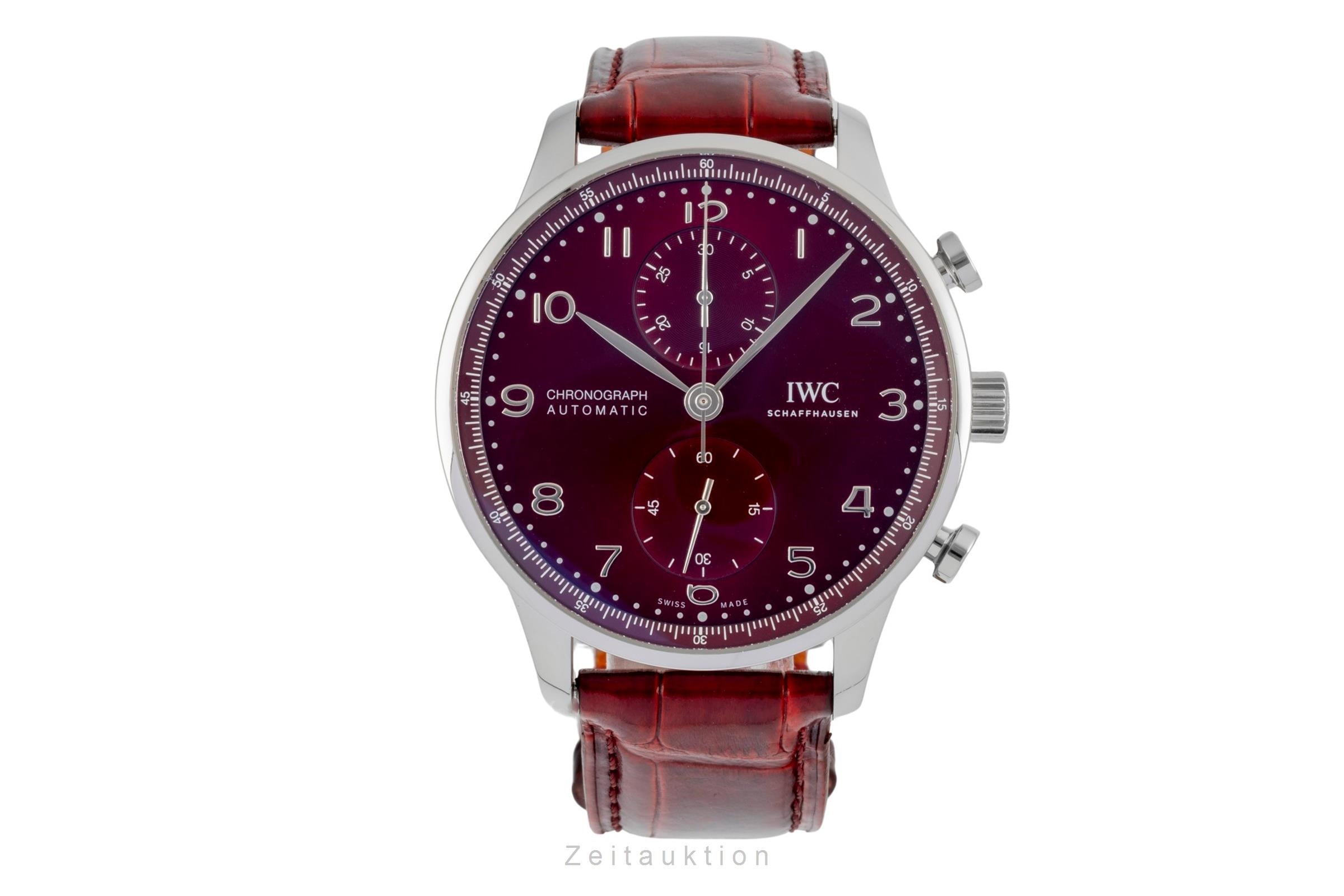 IWC Portugieser Red Dial Chronograph Stahl Automatik Herrenuhr Ref. IW371616 [2604726]
