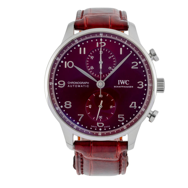 IWC Portugieser Red Dial Chronograph Stahl Automatik Herrenuhr Ref. IW371616 [2604726]