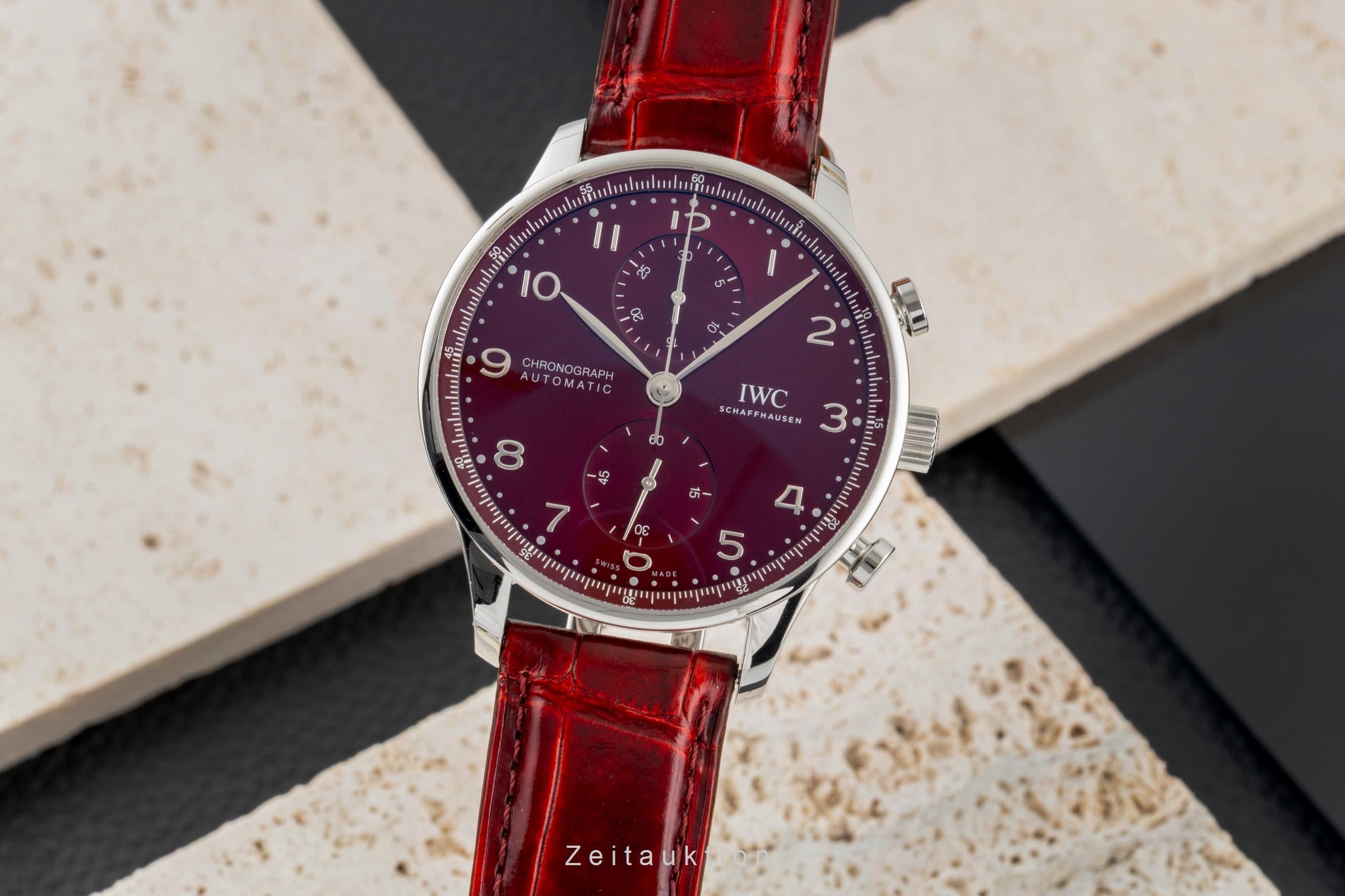 IWC Portugieser Red Dial Chronograph Stahl Automatik Herrenuhr Ref. IW371616 [2604726]