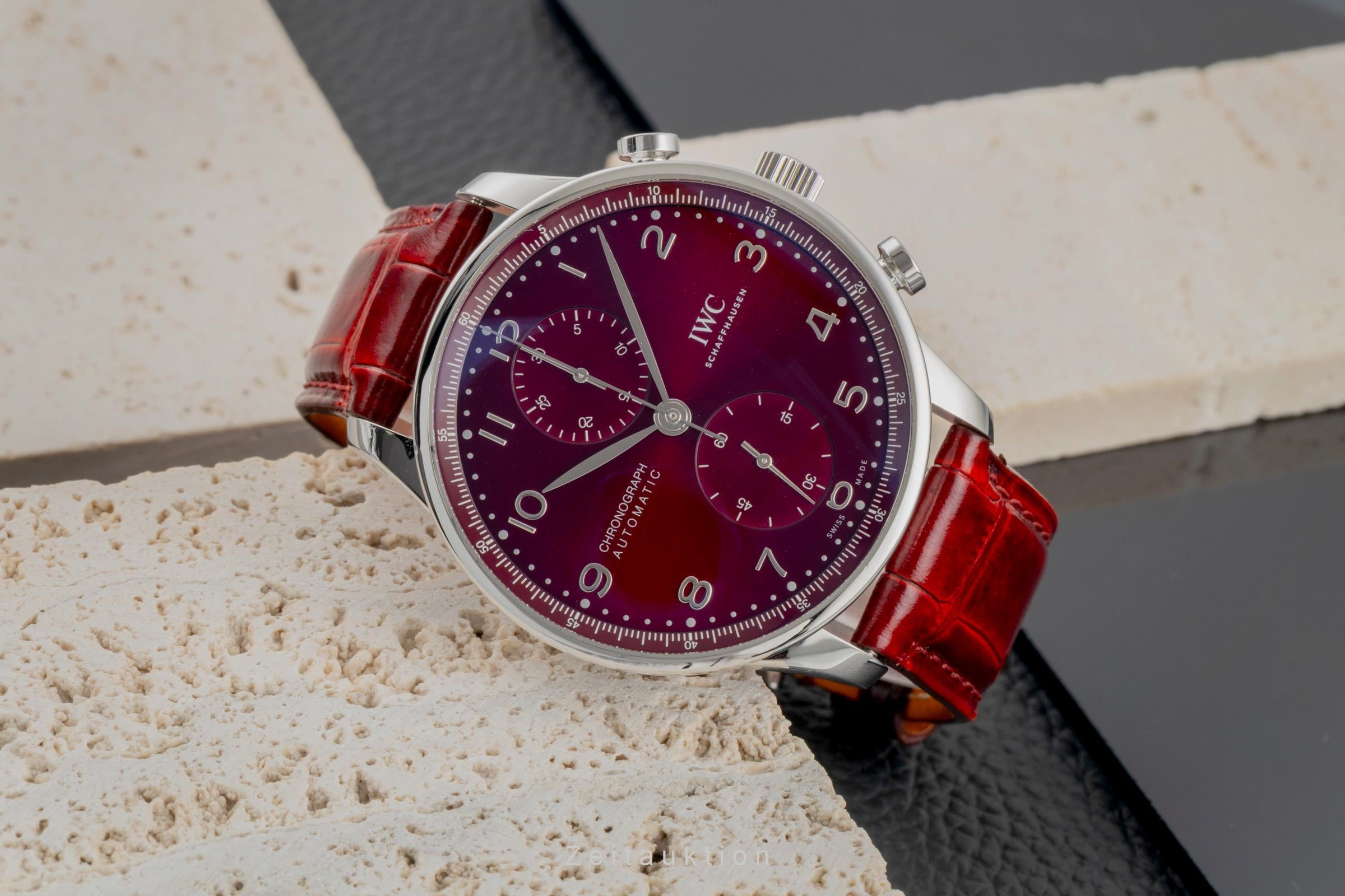 IWC Portugieser Red Dial Chronograph Stahl Automatik Herrenuhr Ref. IW371616 [2604726]