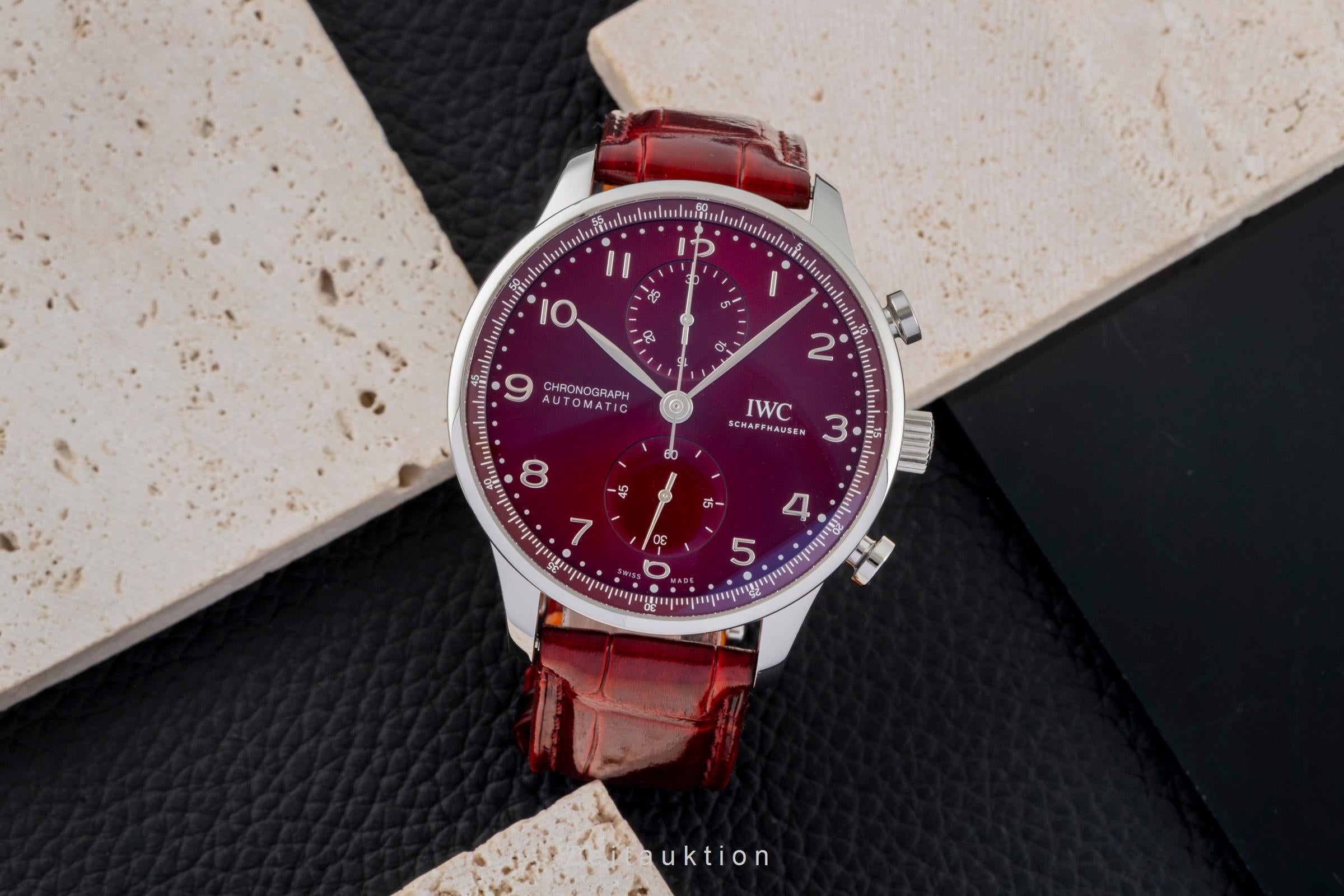 IWC Portugieser Red Dial Chronograph Stahl Automatik Herrenuhr Ref. IW371616 [2604726]