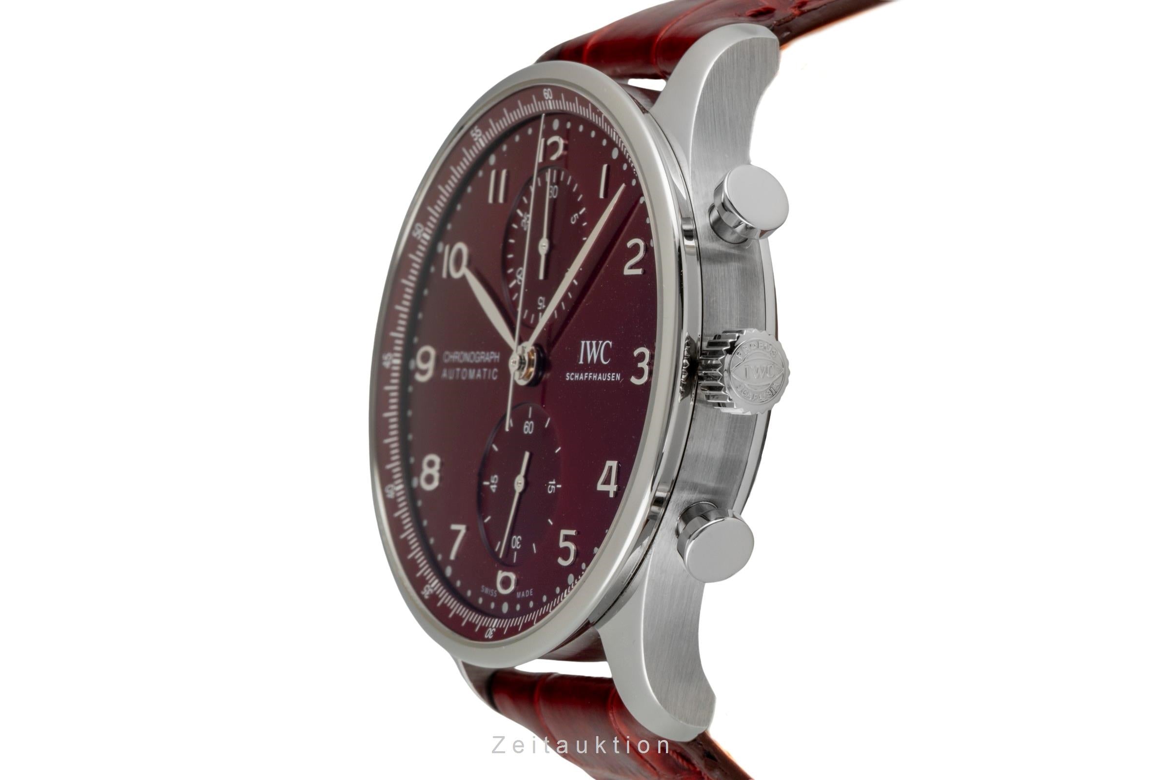 IWC Portugieser Red Dial Chronograph Stahl Automatik Herrenuhr Ref. IW371616 [2604726]