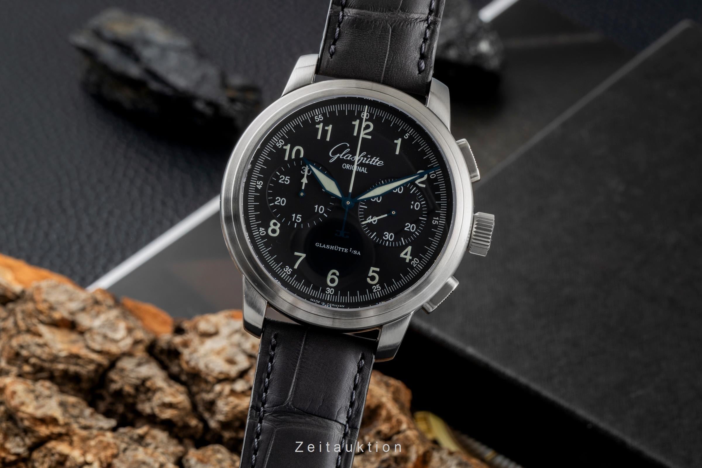 Glashütte Senator Navigator Chronograph Stahl Automatik Ref. 39-34-17-17-04 B&P [2604753]