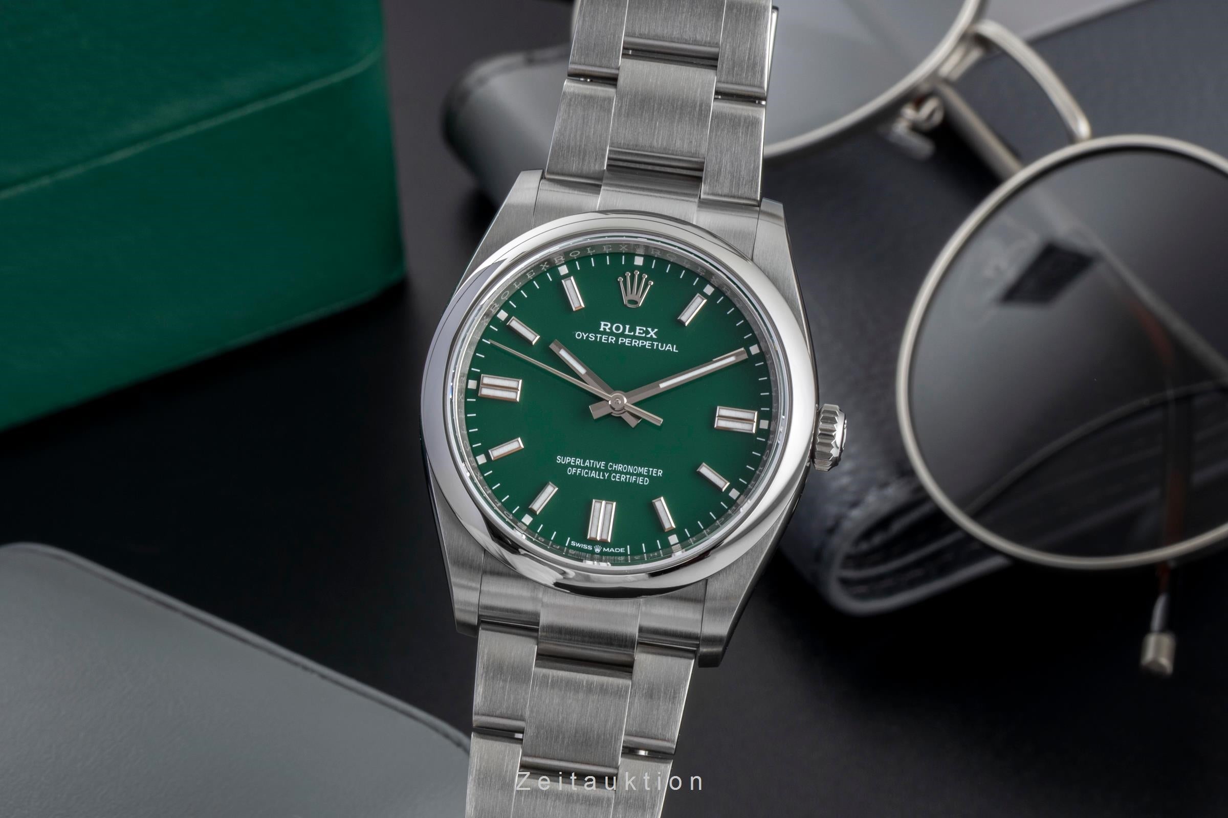 Rolex Oyster Perpetual 36 Green Dial Edelstahl Automatik Ref. 126000 B&P 2025 [2604756]