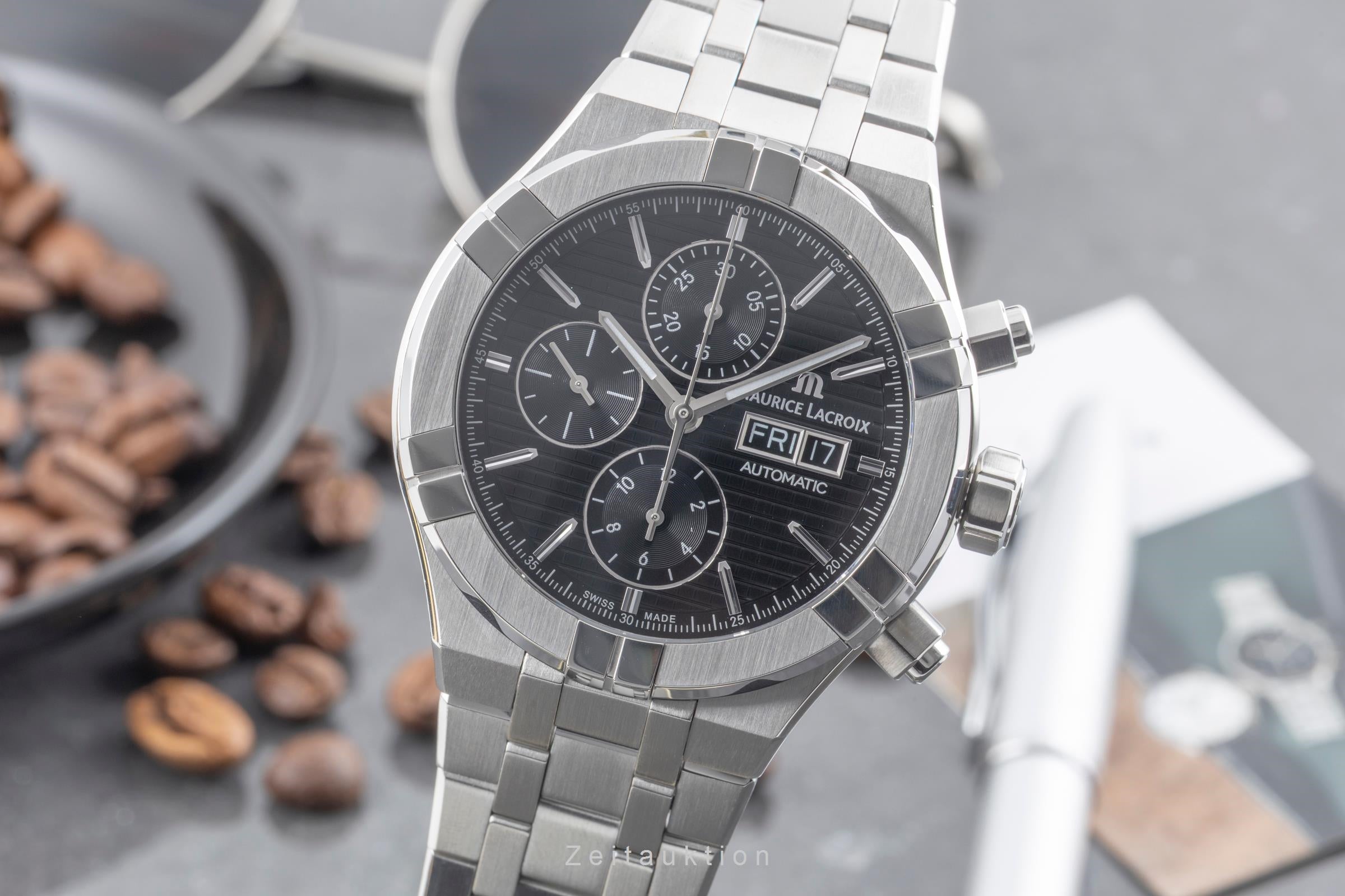 Maurice Lacroix Aikon cronógrafo acero automático reloj para caballeros AI6038-SS002-330-1 LP: 3400EUR  [2604785]