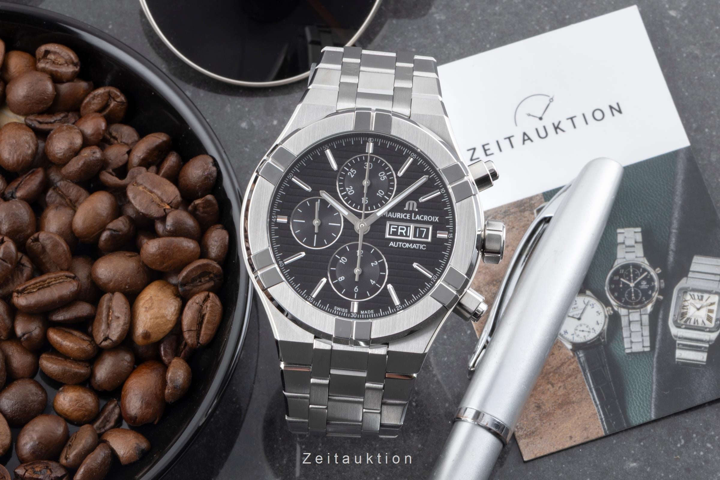Maurice Lacroix Aikon cronógrafo acero automático reloj para caballeros AI6038-SS002-330-1 LP: 3400EUR  [2604785]