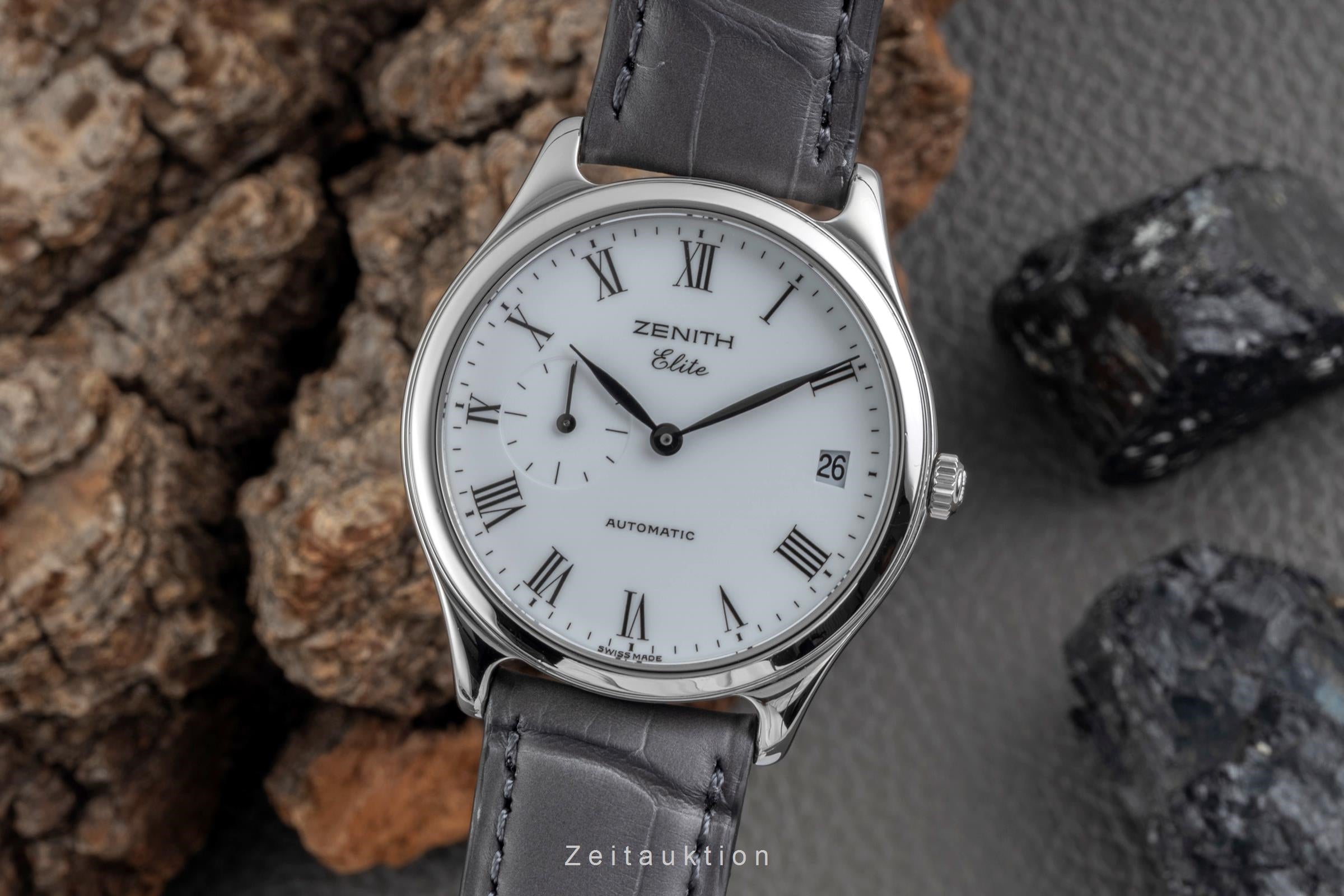 Zenith Elite Edelstahl Automatik Sub Second Herrenuhr Ref. 01 0040 680 Papiere  [2604815]
