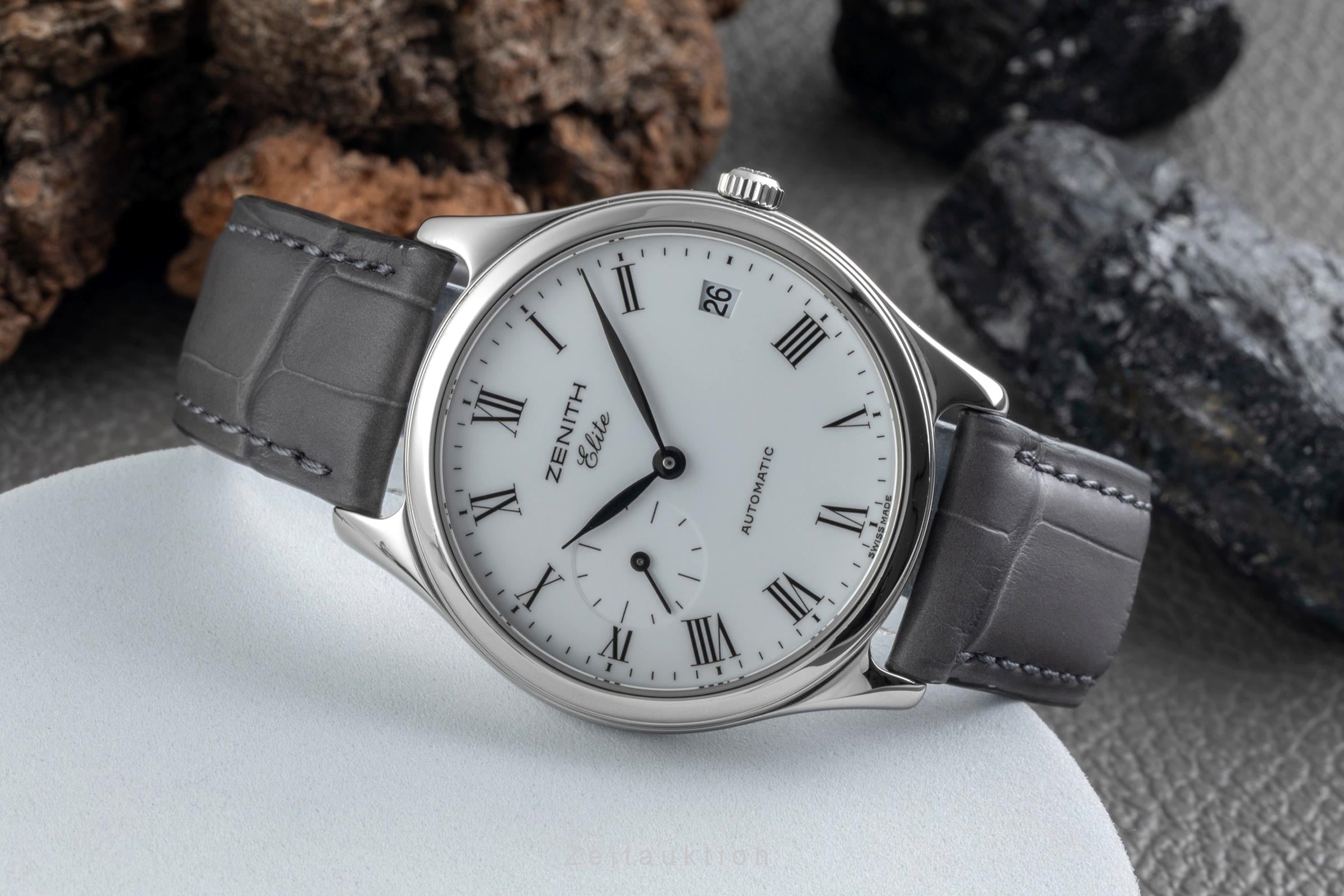 Zenith Elite Edelstahl Automatik Sub Second Herrenuhr Ref. 01 0040 680 Papiere  [2604815]