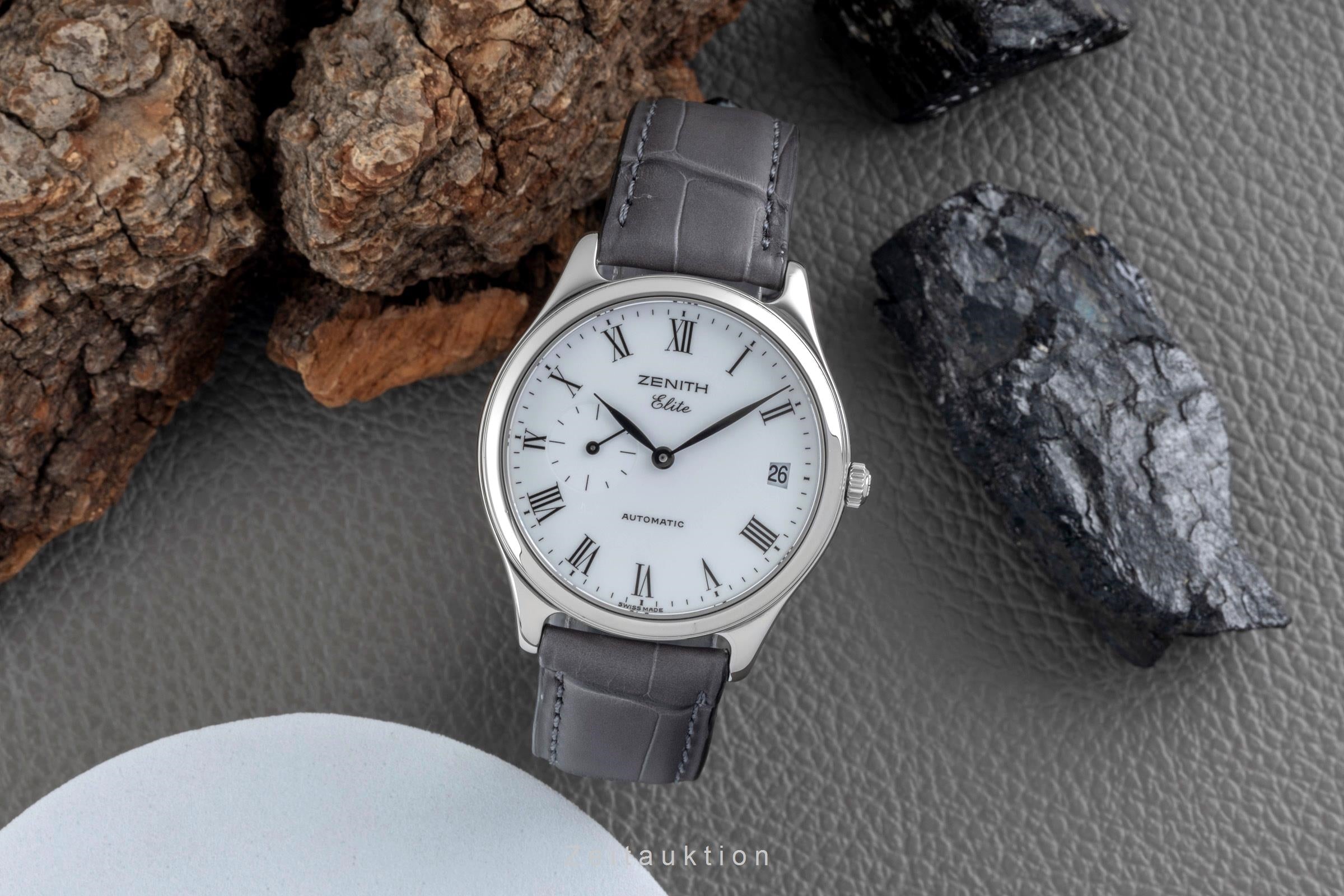 Zenith Elite Edelstahl Automatik Sub Second Herrenuhr Ref. 01 0040 680 Papiere  [2604815]