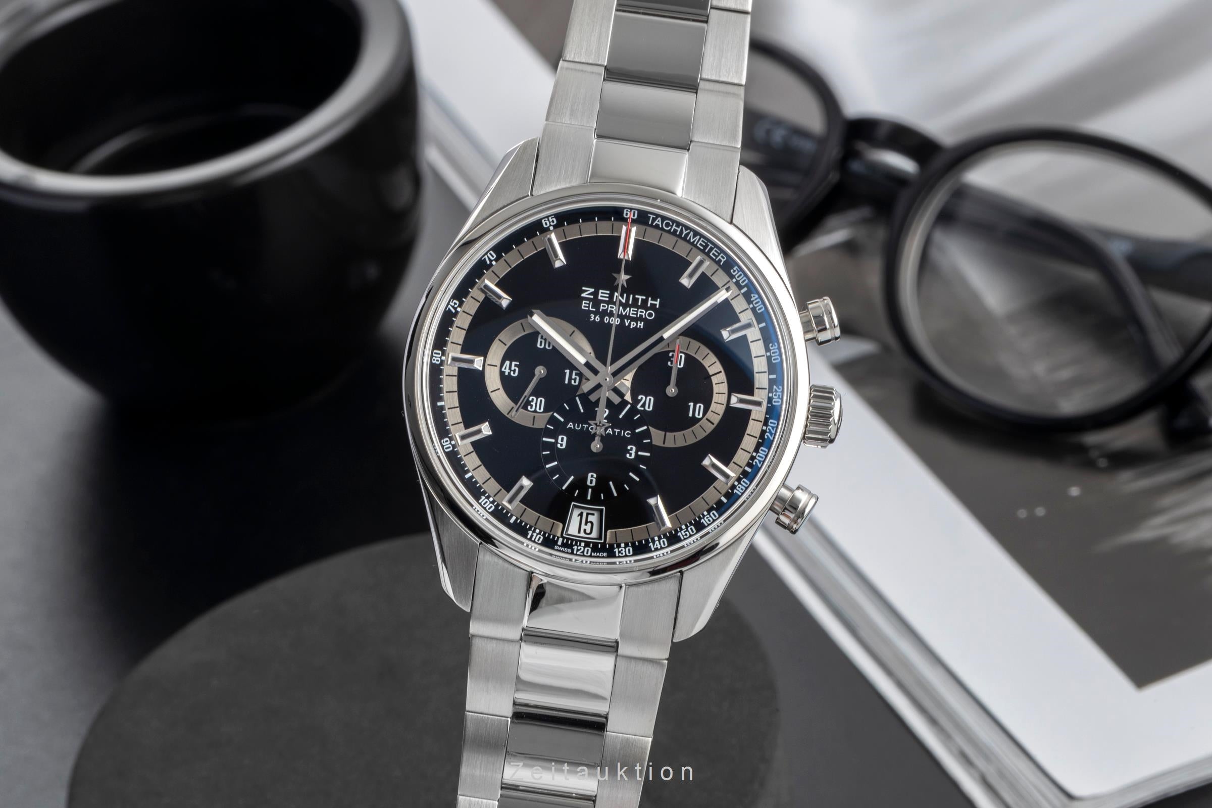 Zenith El Primero Chronograph Automatik Stahl Ref. 03.2040.400/21.M2040 B&P [2604847]