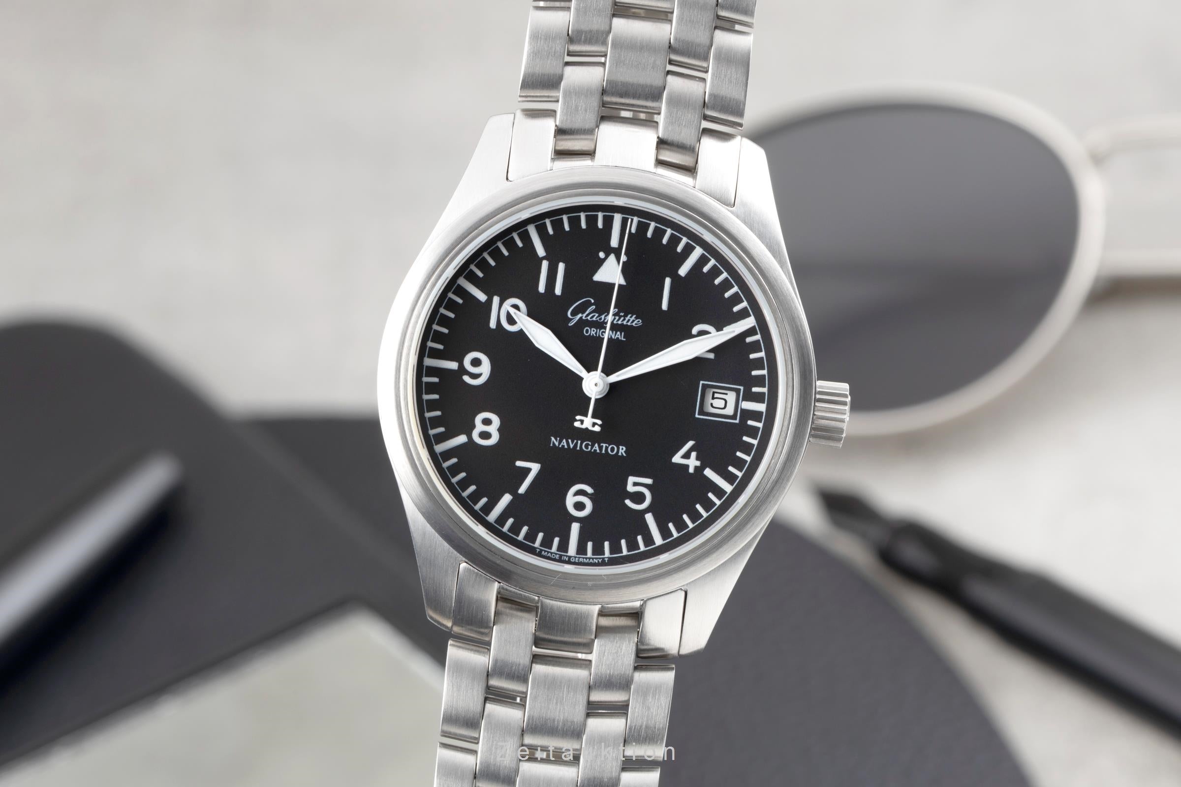 Glashütte Navigator steel automatic men's watch 1-10-33-07-07-04  [2604853]