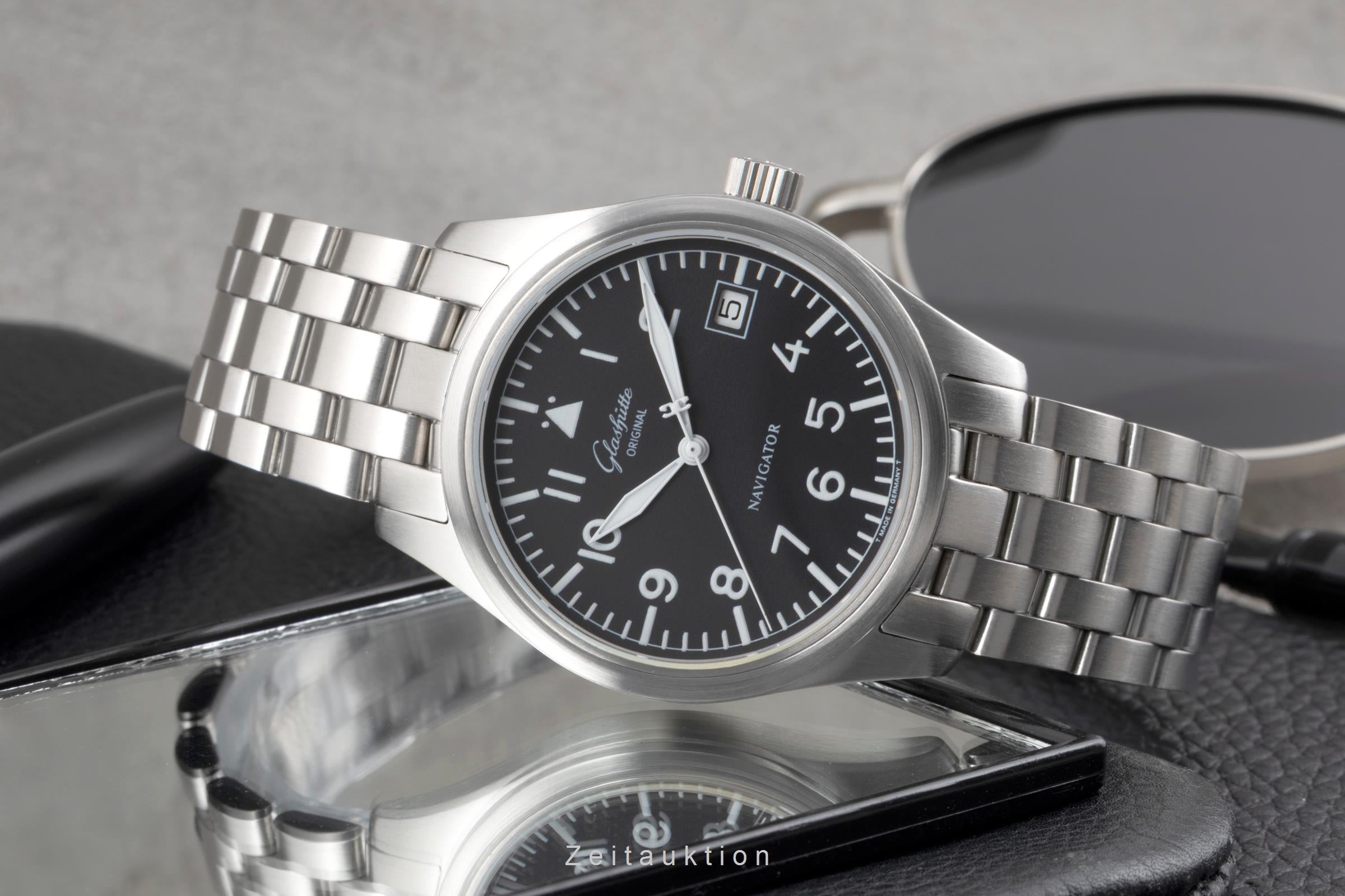 Glashütte Original Navigator Automatik Edelstahl Ref. 1-10-33-07-07-04 B&P 1996 [2604853]