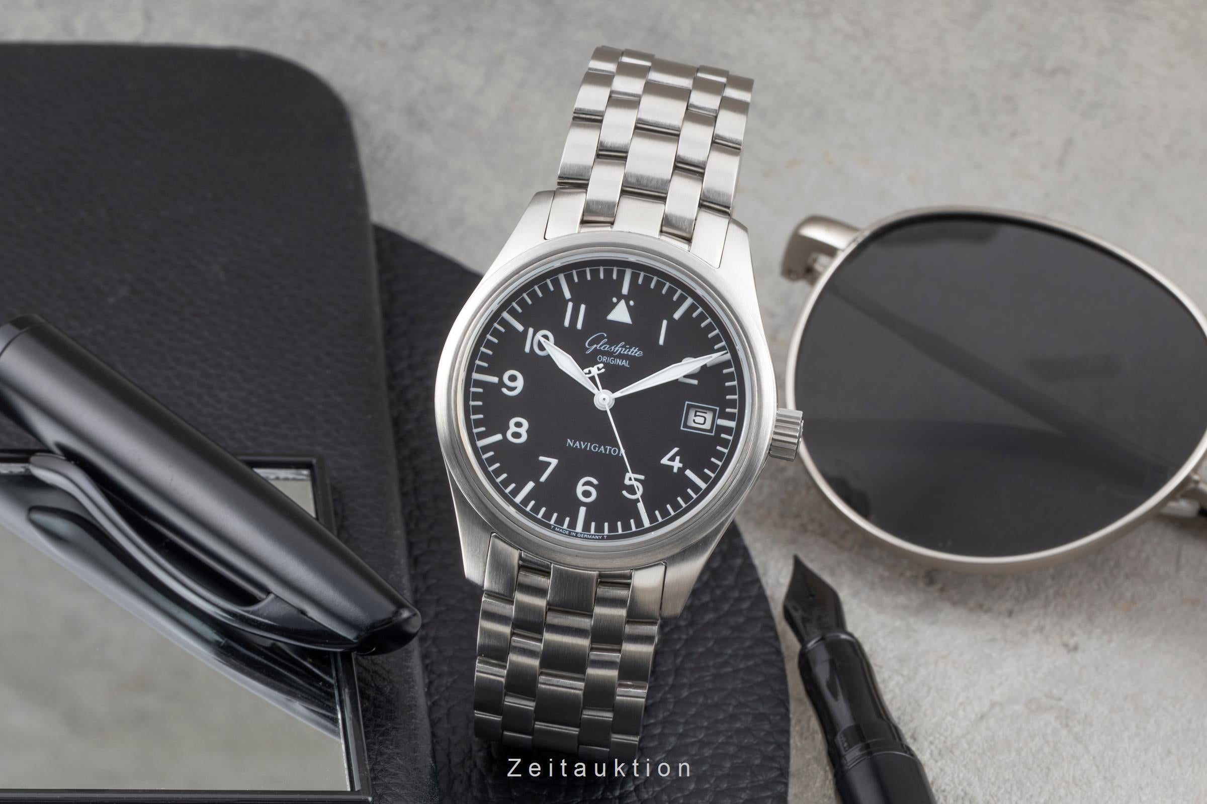 Glashütte Original Navigator Automatik Edelstahl Ref. 1-10-33-07-07-04 B&P 1996 [2604853]