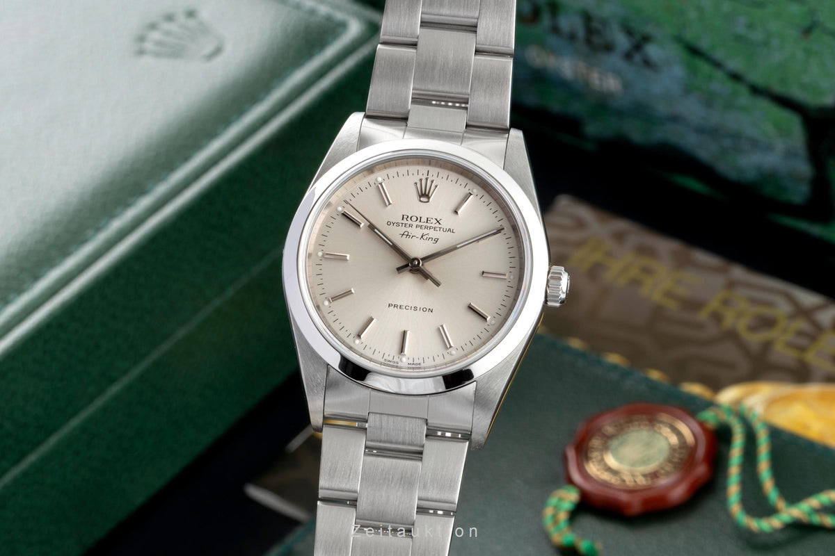 Rolex Air King Precision 34 Silver Dial Edelstahl Automatik Herren Ref 14000 B&P [2604915]