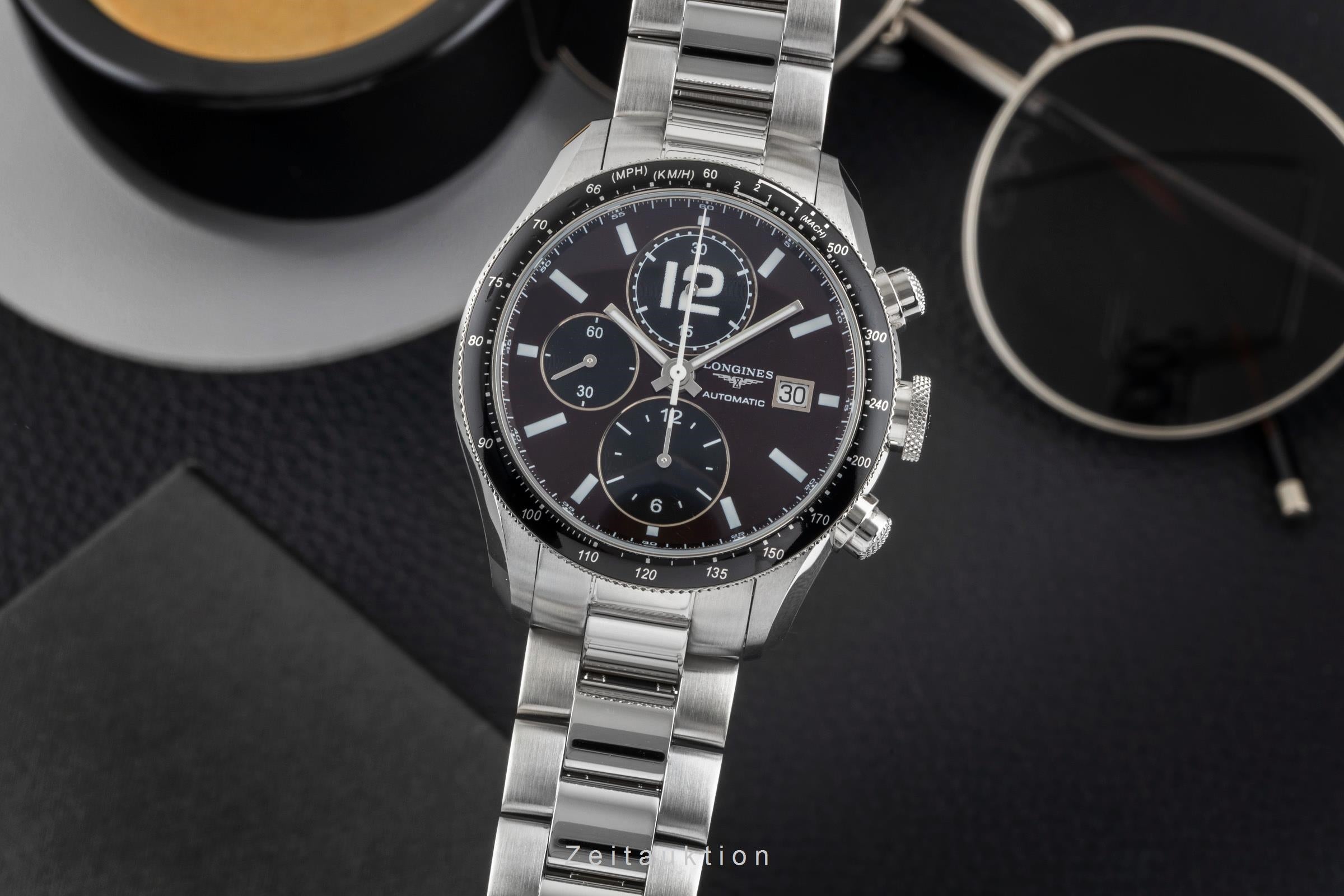 Longines Grande Vitesse Tachymeter Brown Dial Stahl Automatik L3.636.4.60.0 B&P [2605027]
