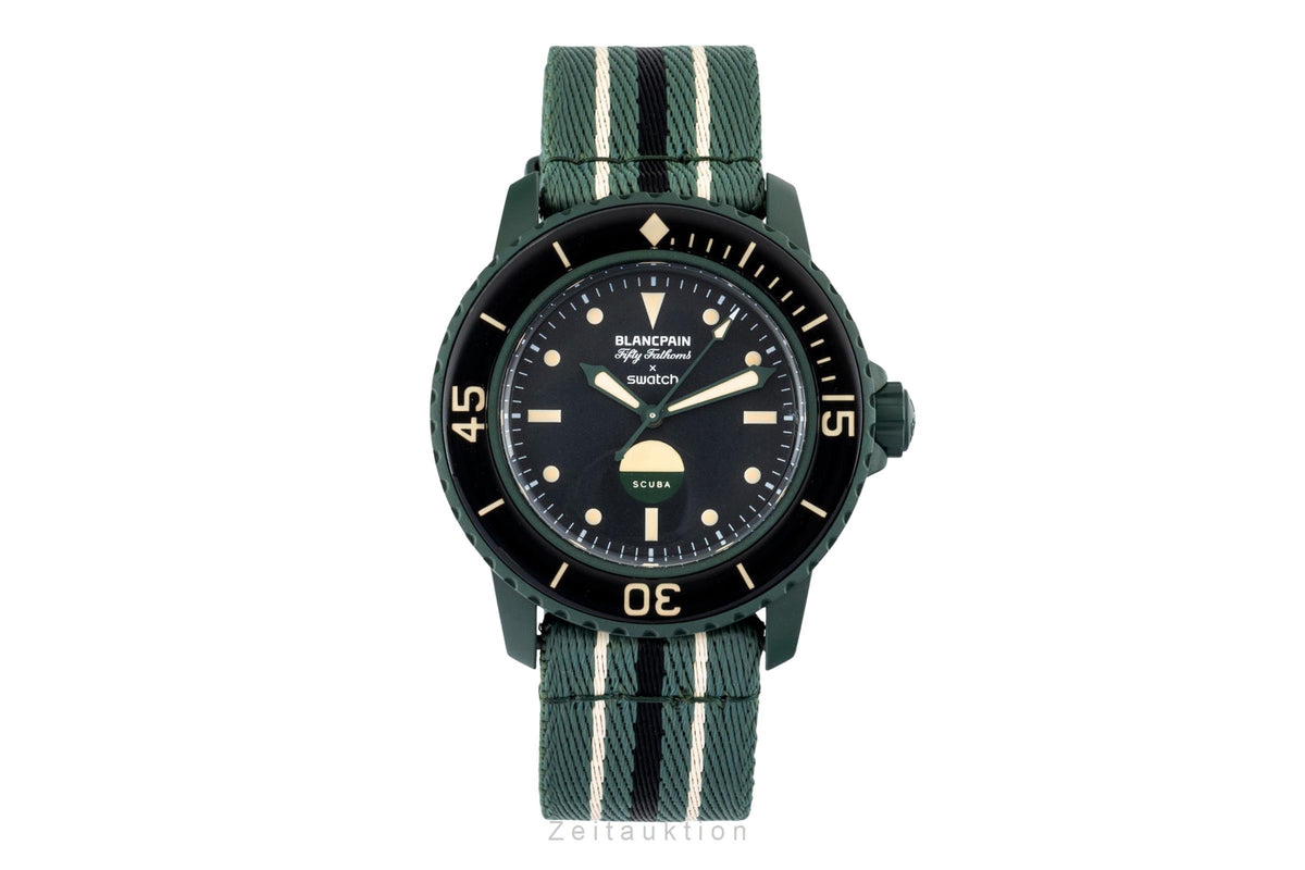 Swatch Blancpain Scuba Fifty Fathoms ceramic automatic men's watch SO35G100   [2605136]