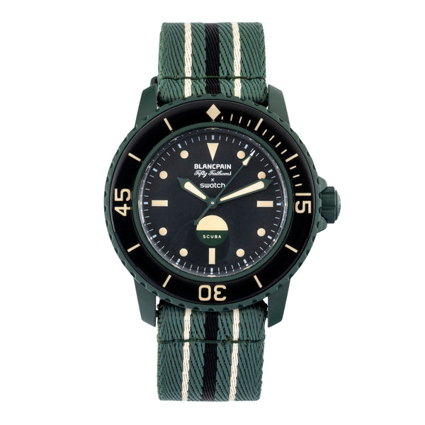 Swatch Blancpain Scuba Fifty Fathoms ceramic automatic men's watch SO35G100   [2605136]