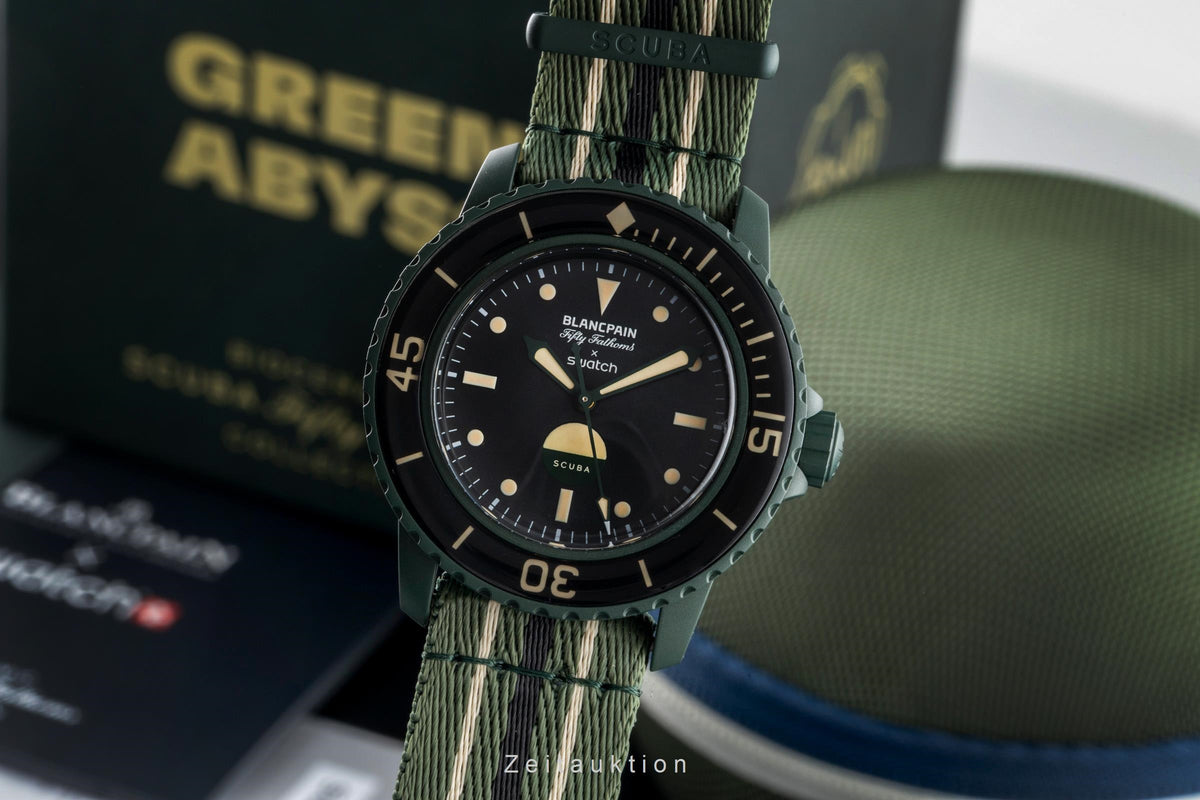 Swatch Blancpain Scuba Fifty Fathoms ceramic automatic men's watch SO35G100   [2605136]