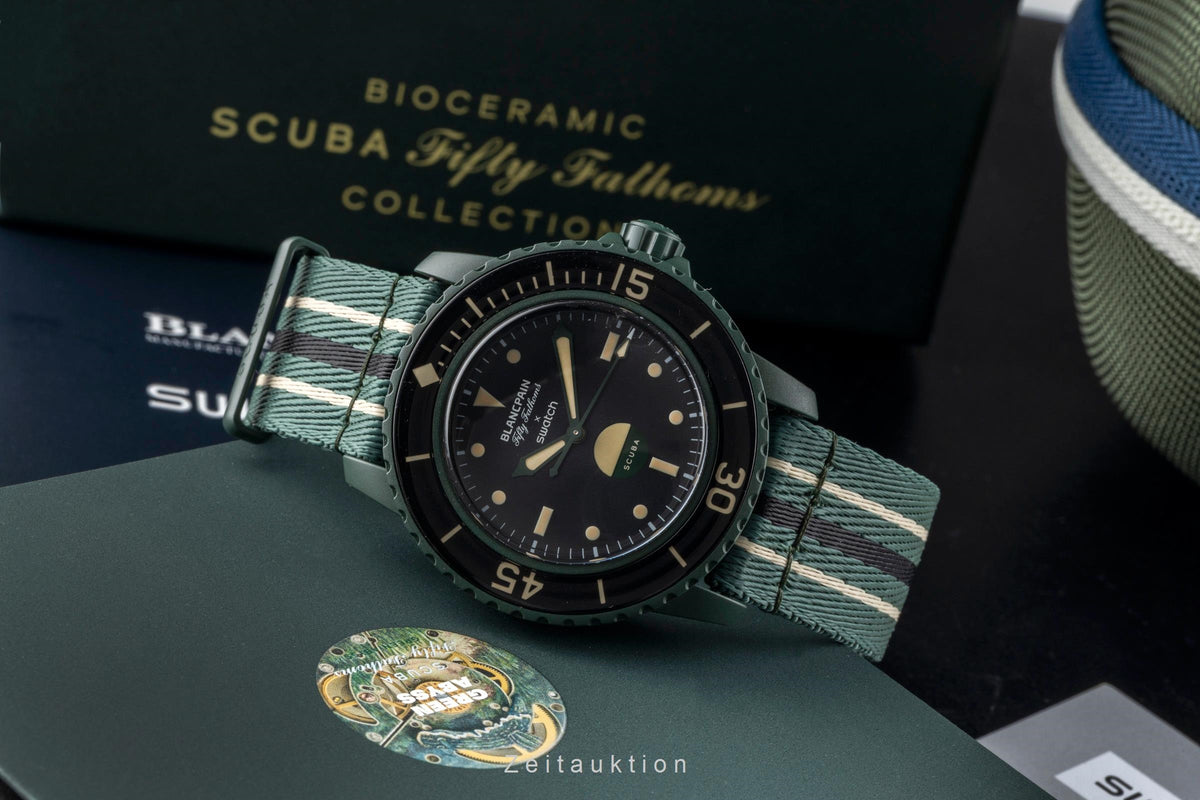 Swatch Blancpain Scuba Fifty Fathoms ceramic automatic men's watch SO35G100   [2605136]