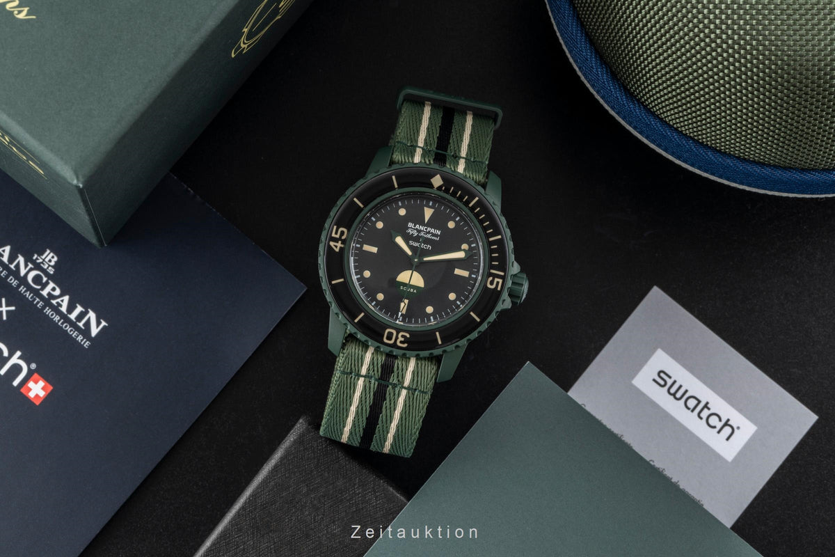 Swatch Blancpain Scuba Fifty Fathoms ceramic automatic men's watch SO35G100   [2605136]