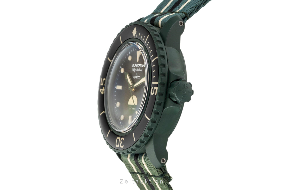 Swatch Blancpain Scuba Fifty Fathoms ceramic automatic men's watch SO35G100   [2605136]