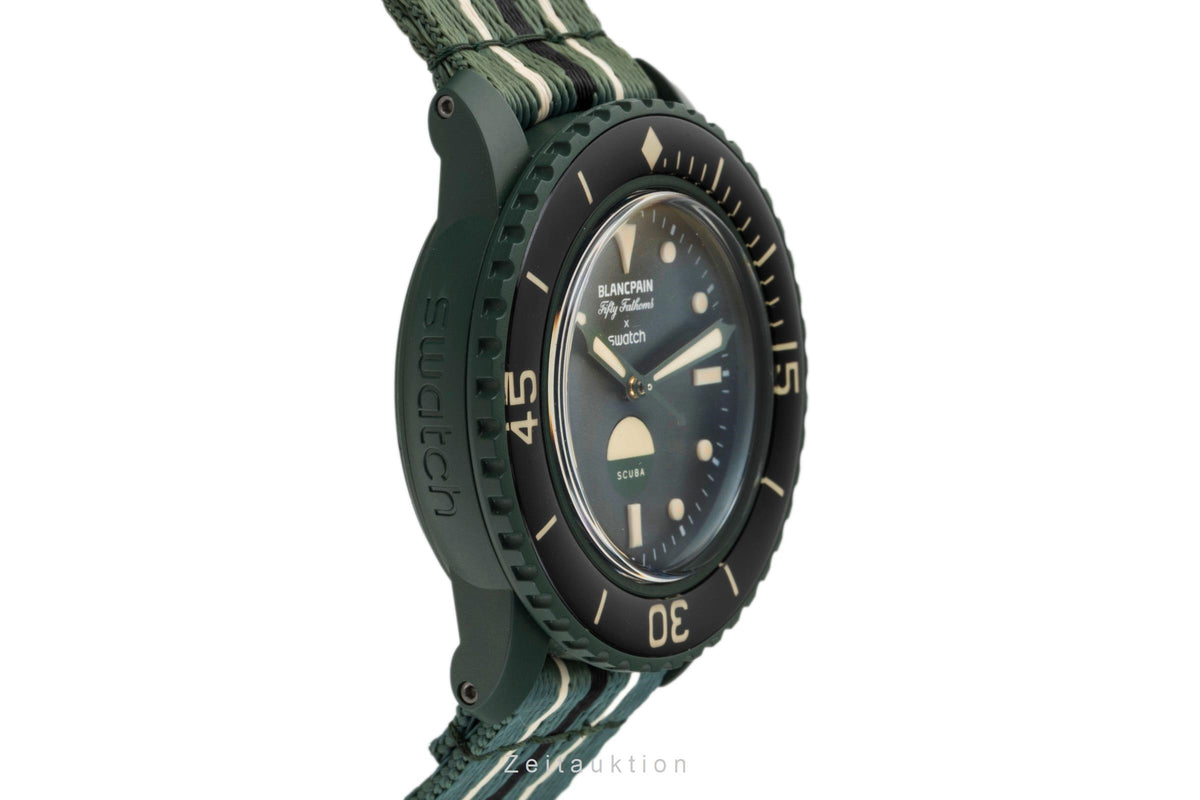 Swatch Blancpain Scuba Fifty Fathoms ceramic automatic men's watch SO35G100   [2605136]