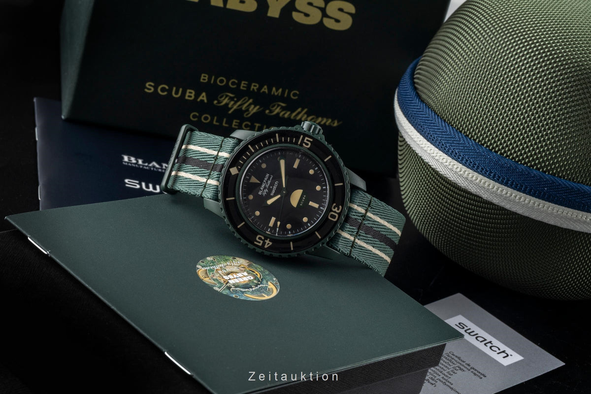 Swatch Blancpain Scuba Fifty Fathoms ceramic automatic men's watch SO35G100   [2605136]