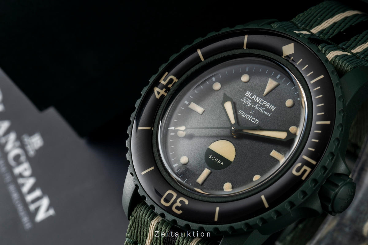 Swatch Blancpain Scuba Fifty Fathoms ceramic automatic men's watch SO35G100   [2605136]