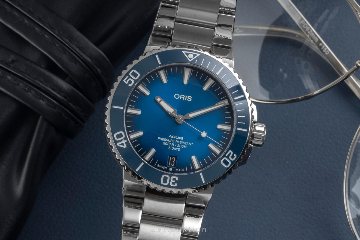 Oris Aquis Date acciaio automatismo orologio da uomo 01 400 7763 4135-07 8 24 09PEB LP: 3500EUR  [2605144]