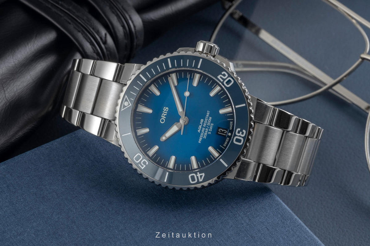 Oris Aquis Date acciaio automatismo orologio da uomo 01 400 7763 4135-07 8 24 09PEB LP: 3500EUR  [2605144]